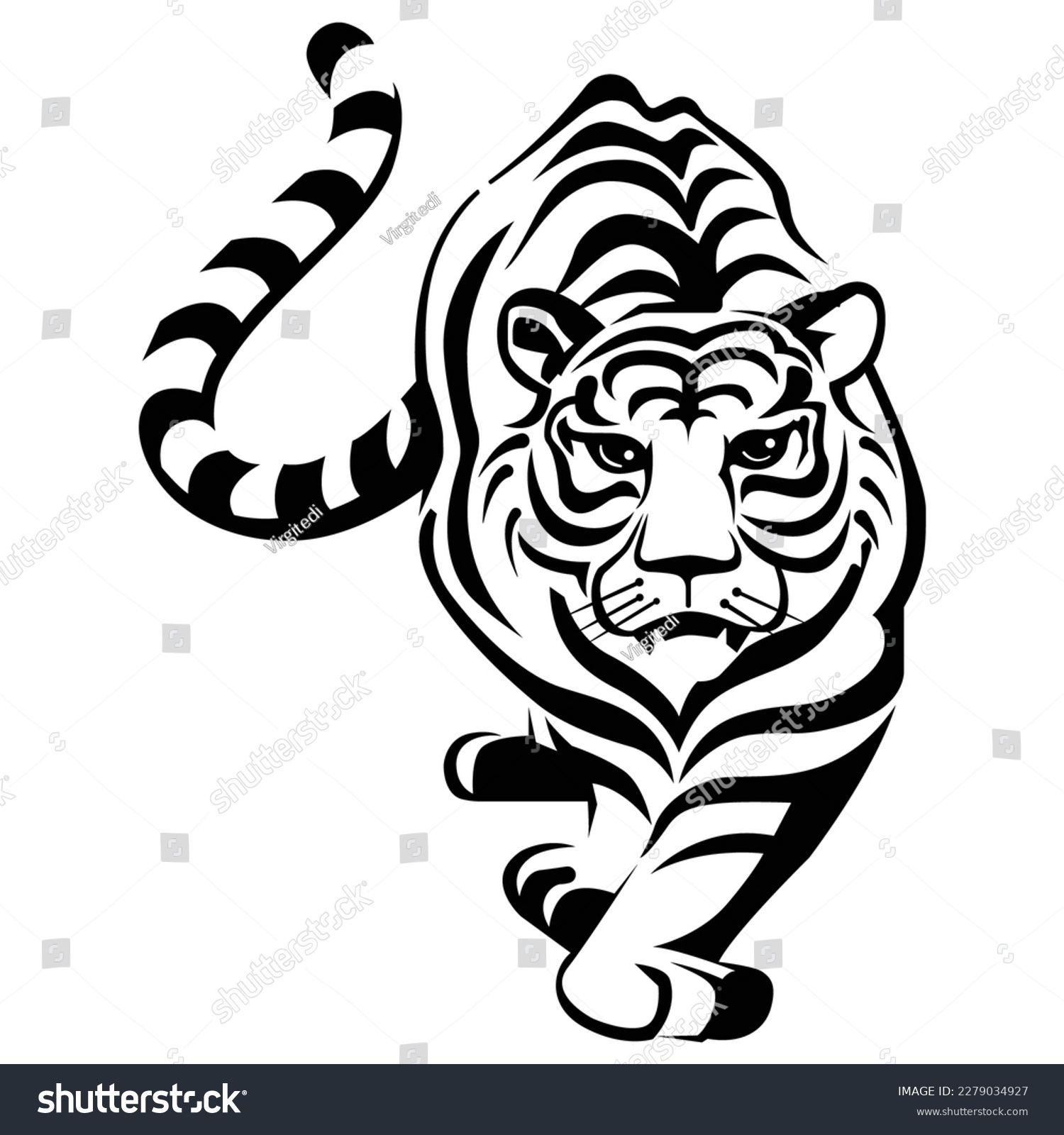 Tiger Silhouette Vector Icon Drawing Royalty Free Stock Vector 2279034927 