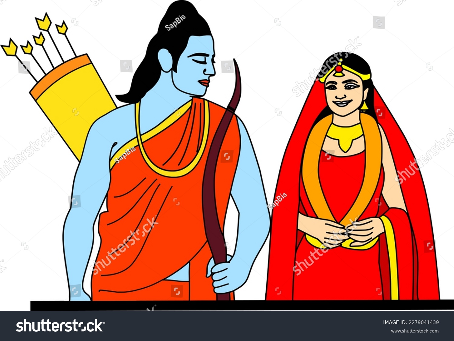 Vector illustration of lord Rama and Sita - Royalty Free Stock Vector ...