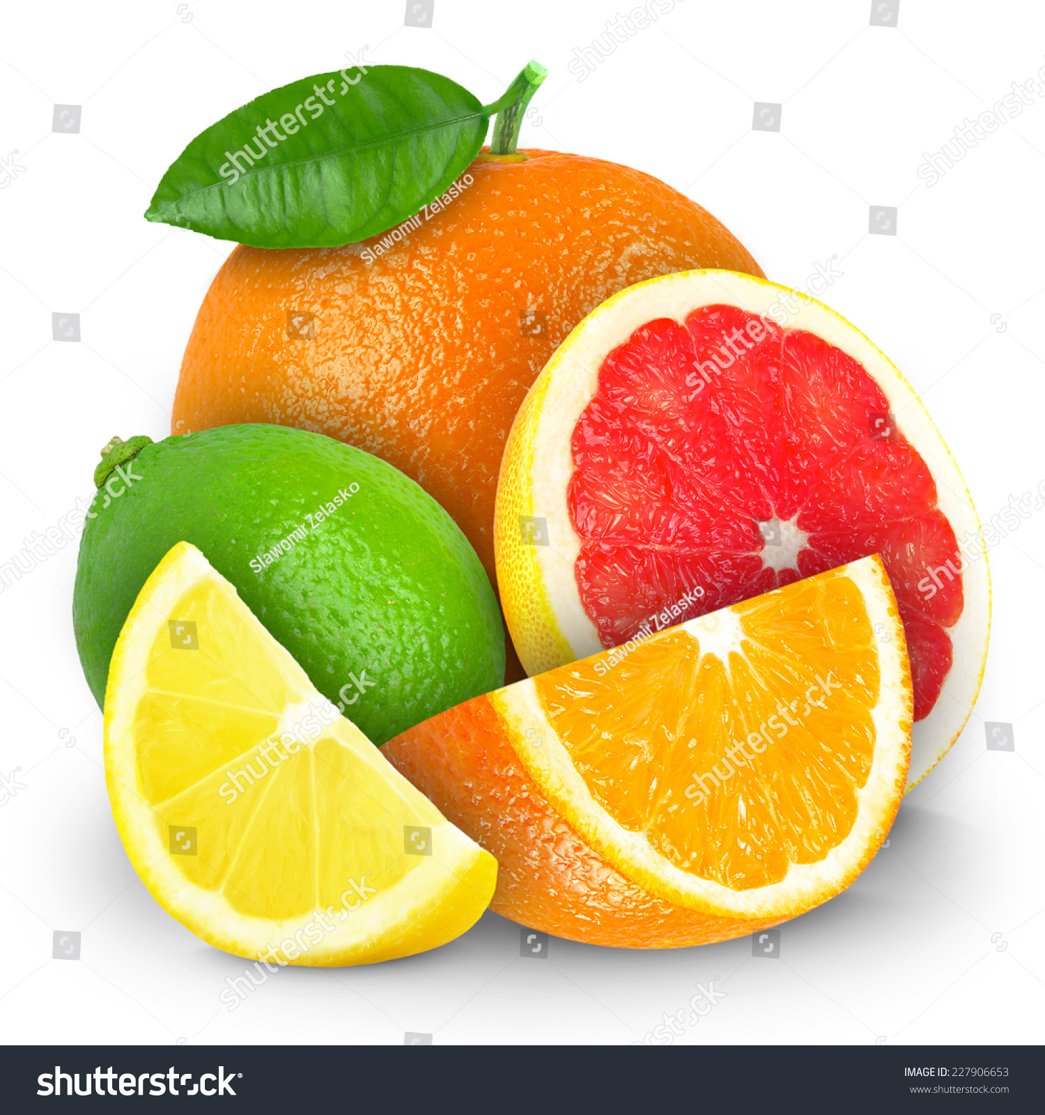 Citrus fruits isolated on white  #227906653
