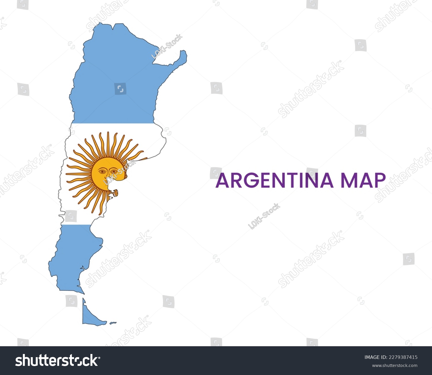 High detailed map of Argentina. Outline map of - Royalty Free Stock ...