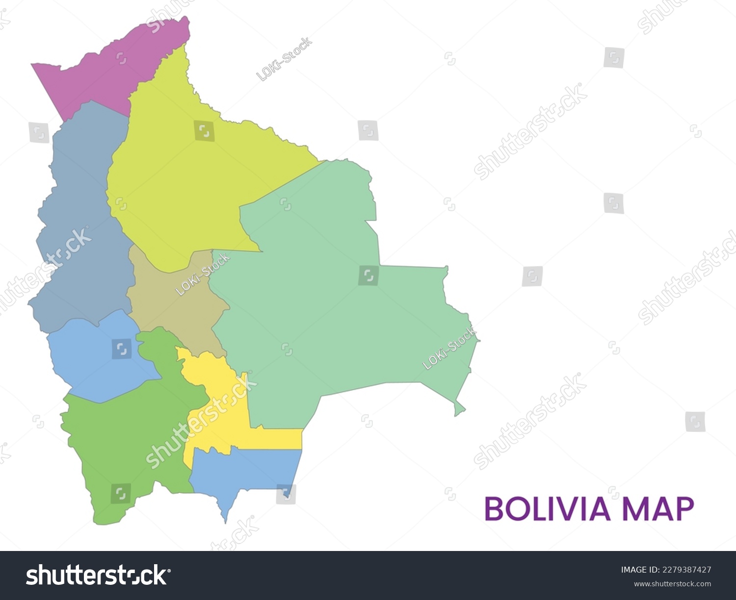 High detailed map of Bolivia. Outline map of - Royalty Free Stock ...