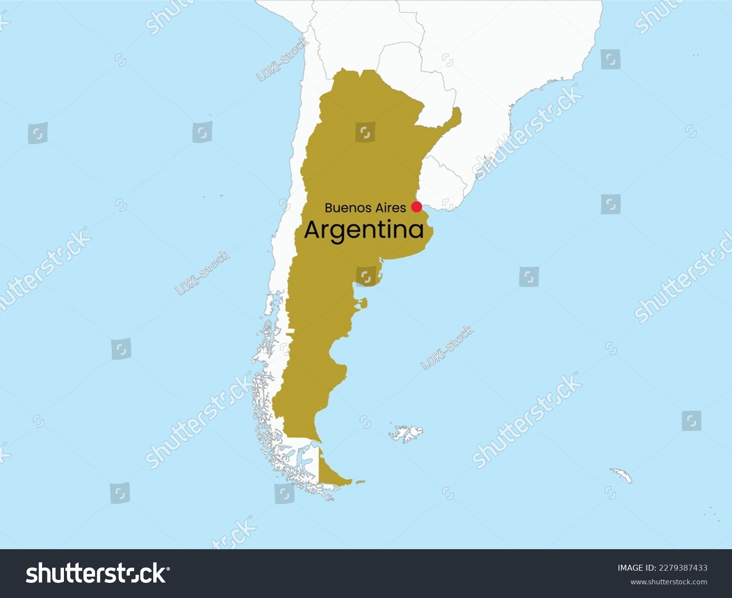 High detailed map of Argentina. Outline map of - Royalty Free Stock ...