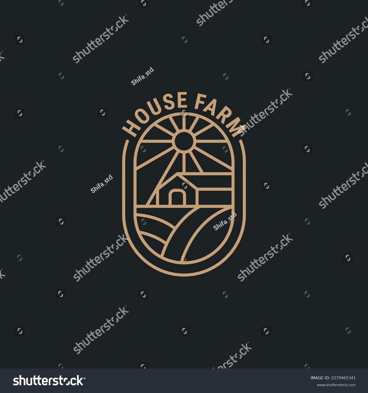 Vector farm house icon template. Linear organic - Royalty Free Stock ...