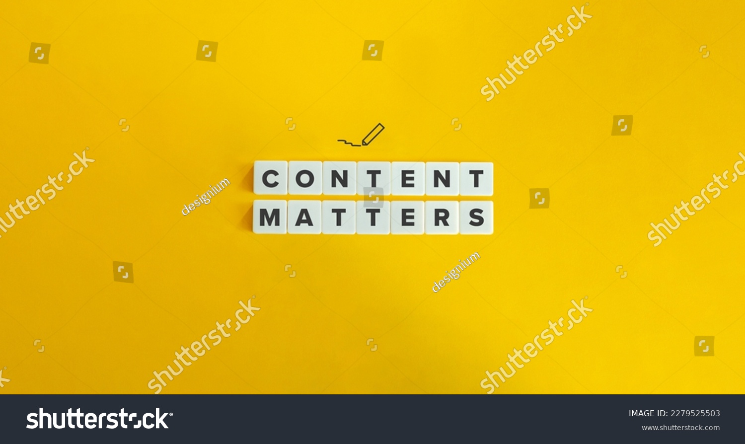 Content Matters Banner. Inbound Marketing and Social Media Concept. Letter Tiles on Yellow Background. Minimal Aesthetics. #2279525503