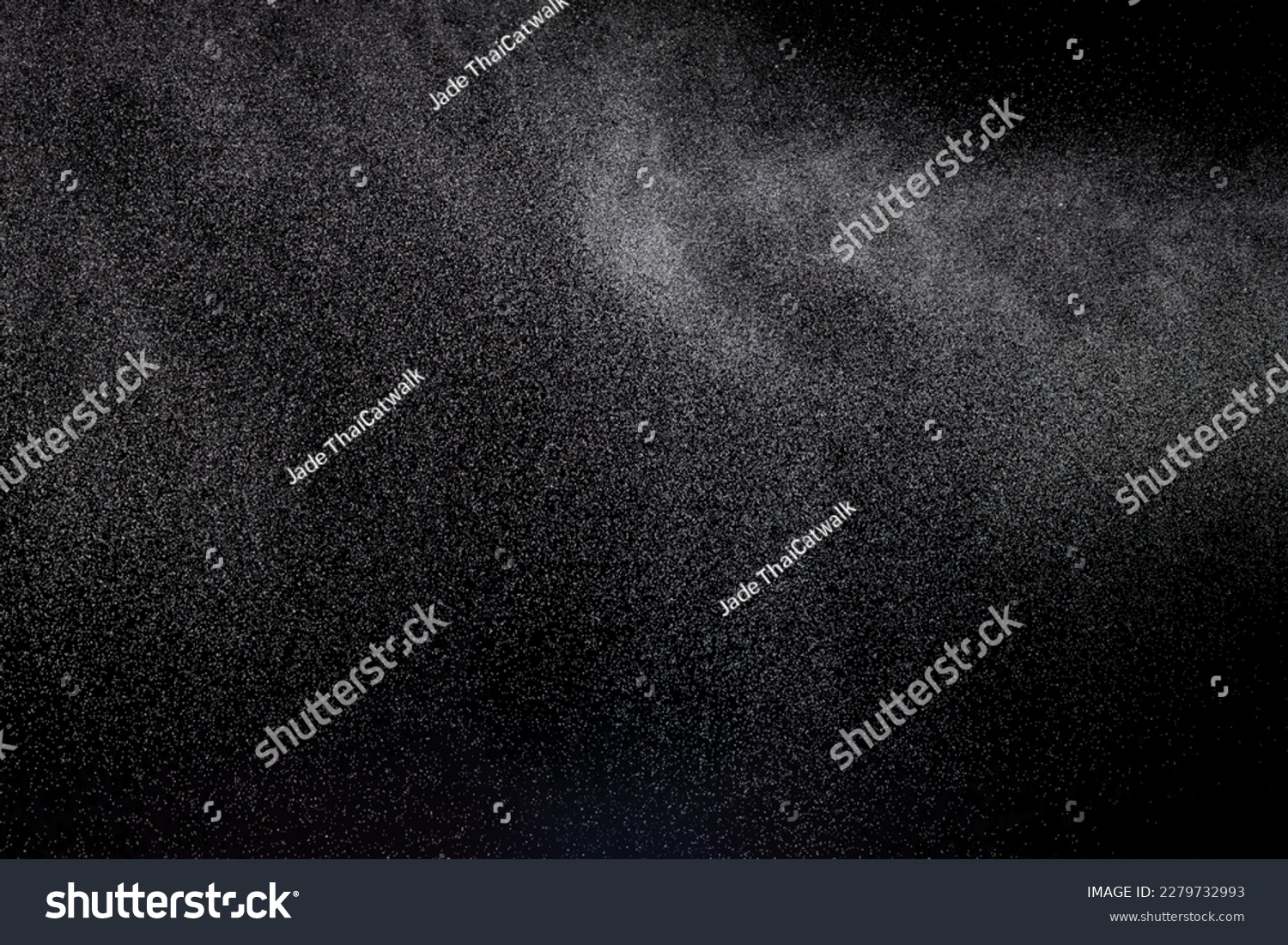 Million of Star Dust, Photo image of falling down shower rain snow, heavy snows storm flying. Freeze shot on black background isolated overlay. Spray water fog smoke as star particle on wind #2279732993