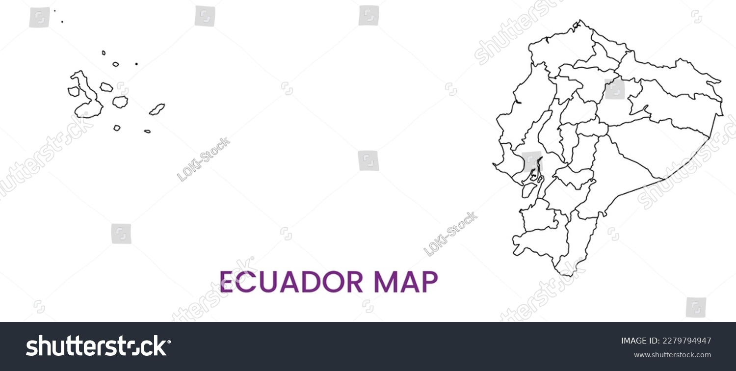 High Detailed Map Of Ecuador Outline Map Of Royalty Free Stock Vector 2279794947 4999