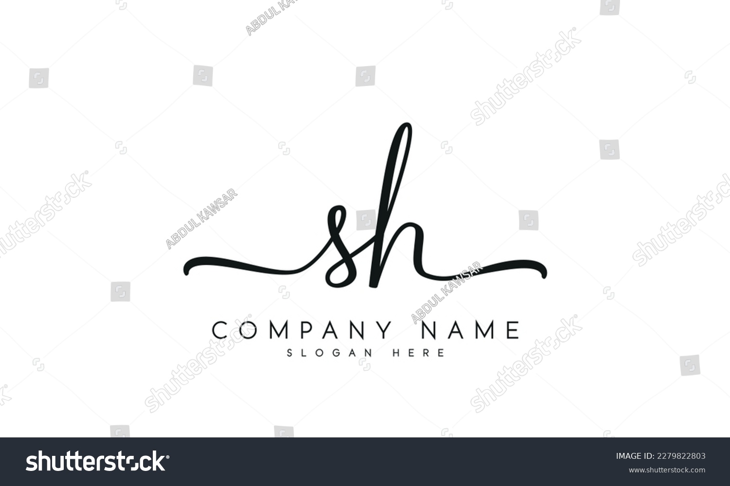 letter SH logo design handwriting signature - Royalty Free Stock Vector 2279822803 - Avopix.com