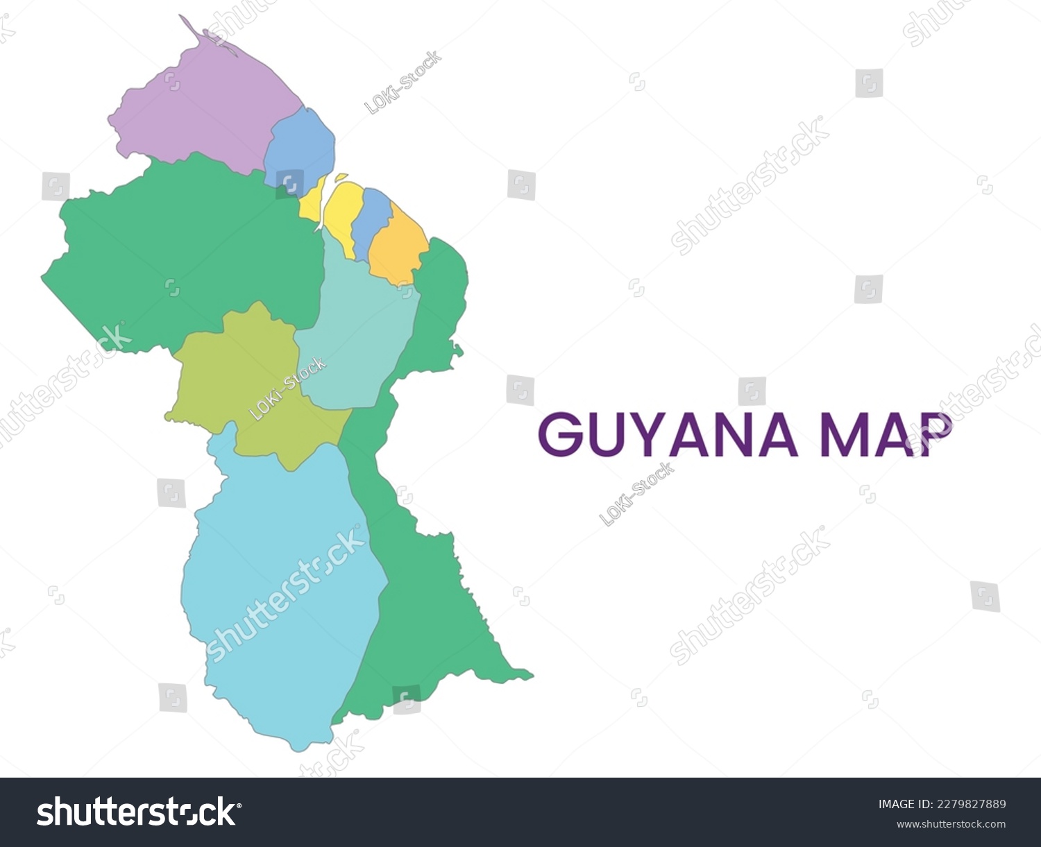 High detailed map of Guyana. Outline map of - Royalty Free Stock Vector ...