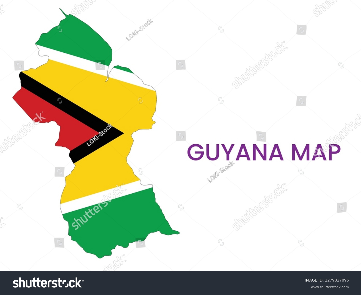 High Detailed Map Of Guyana Outline Map Of Royalty Free Stock Vector 2279827895