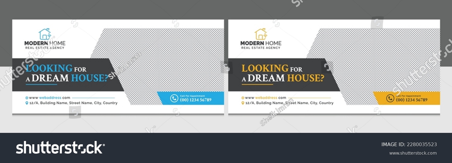 Real Estate Billboard Design Template, Modern Home Signage Sale Banner for Advertising #2280035523