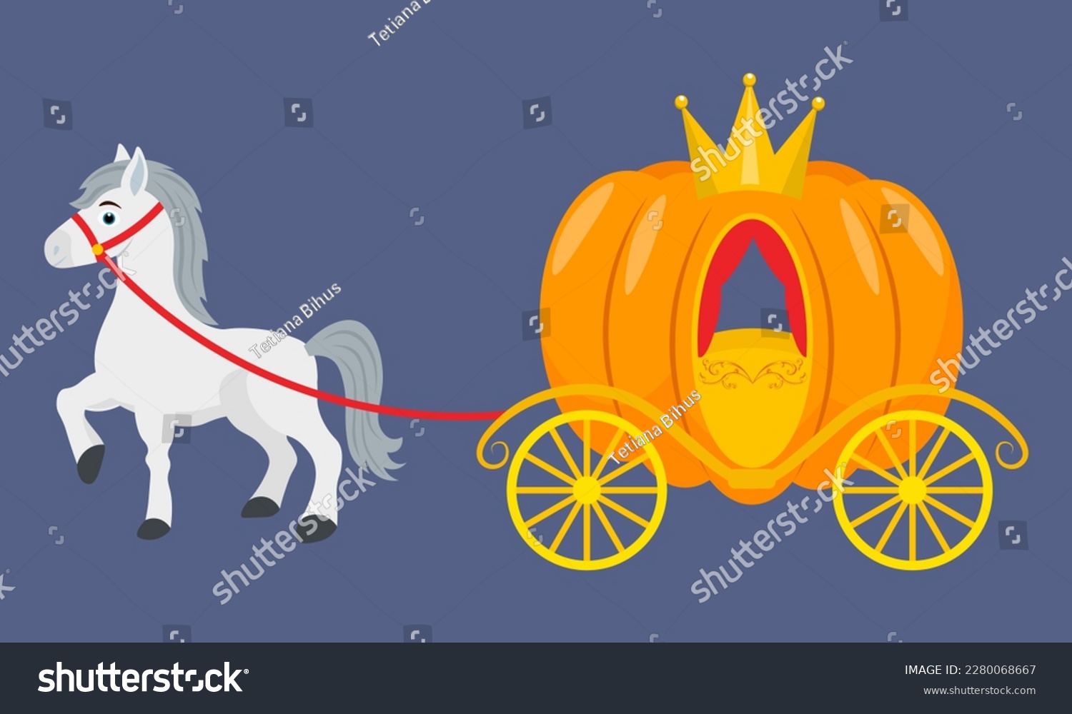 Fairy-tale carriage with a horse - Royalty Free Stock Vector 2280068667 ...