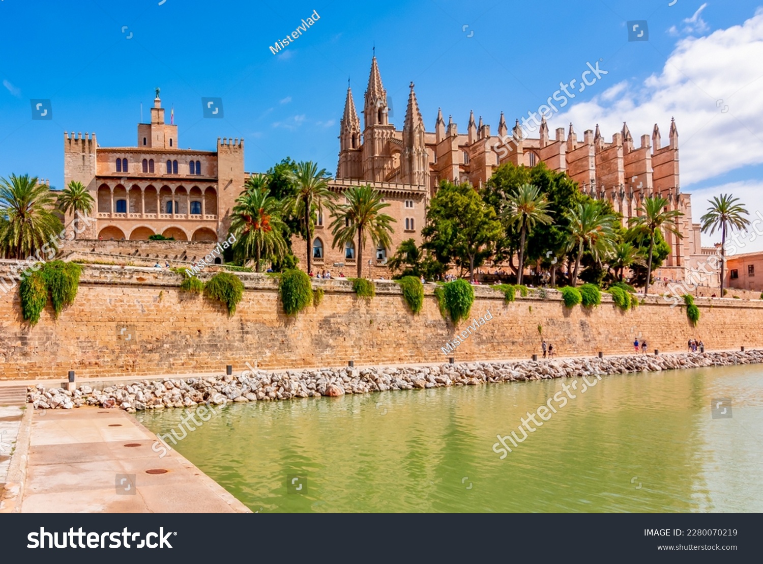 Cathedral of Santa Maria of Palma (La Seu) and Royal Palace of La Almudaina, Palma de Mallorca, Balearic islands, Spain #2280070219