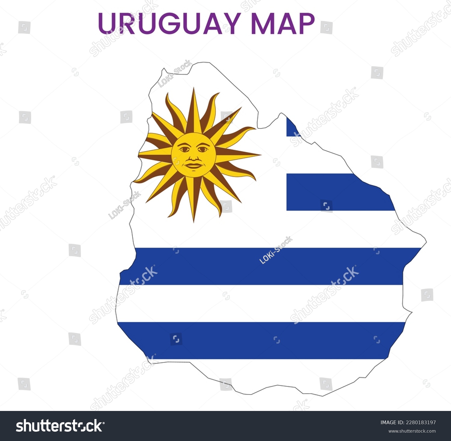 High Detailed Map Of Uruguay . Outline Map Of - Royalty Free Stock 