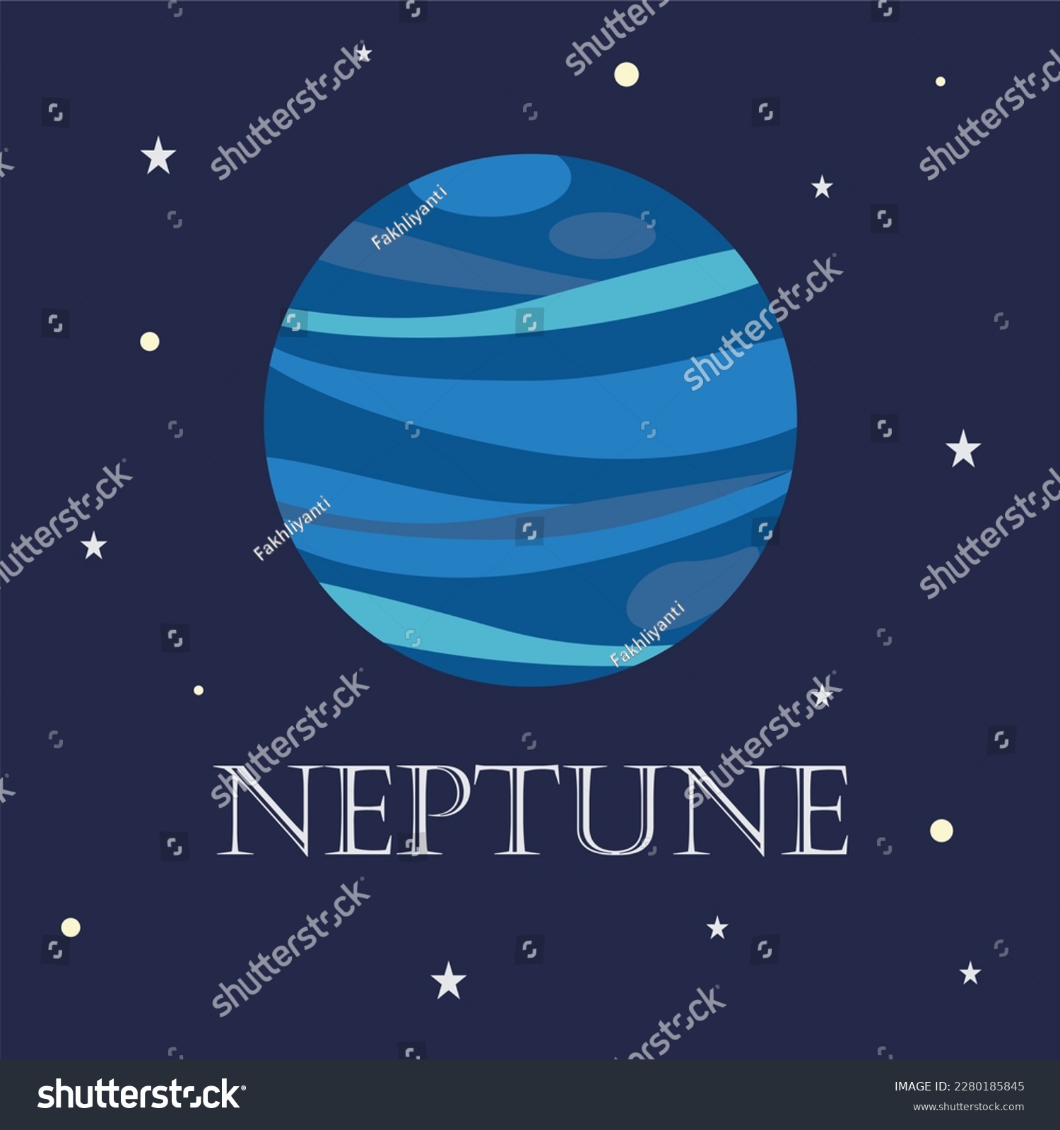 Neptune Planet Neptune In Flat Cartoon Style On Royalty Free Stock Vector 2280185845