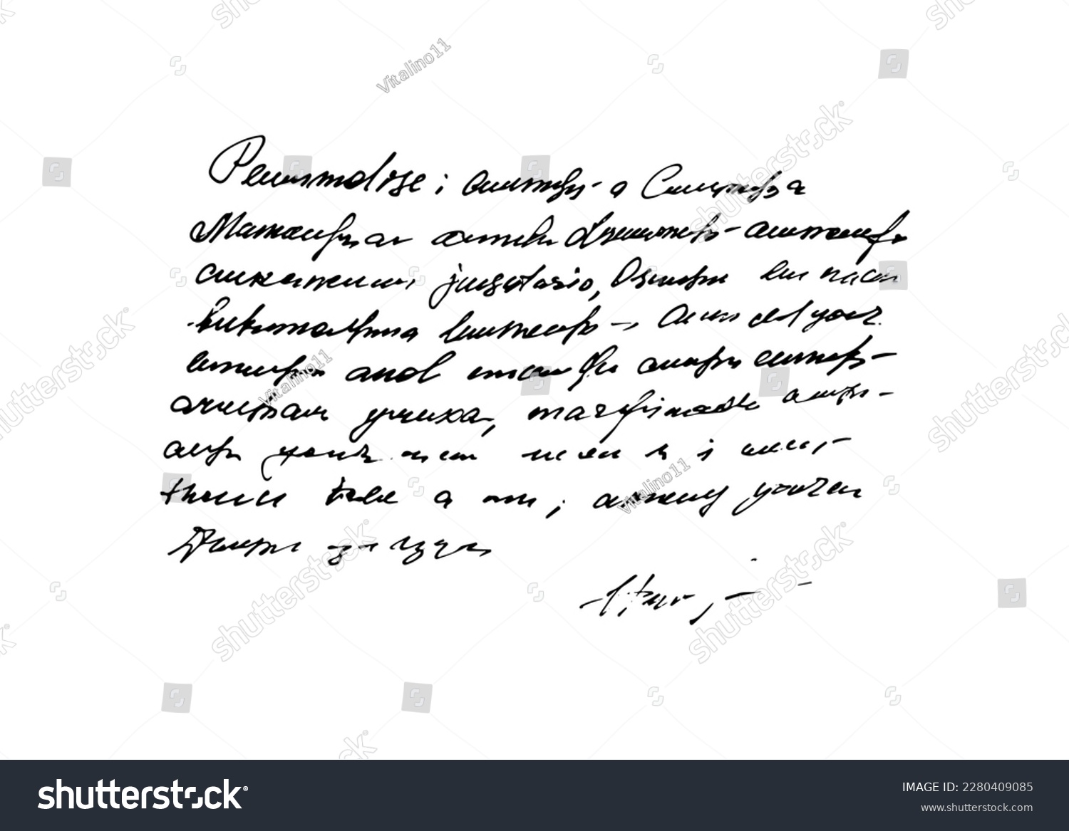 Doodle illustration of illegible text, abstract - Royalty Free Stock ...