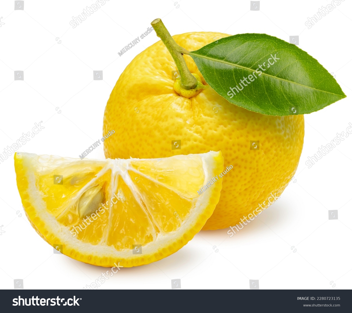 Yellow Yuzu Orange fruit isolated on white background, Kochi Yellow Yuzu isolated on white background With work path. #2280723135