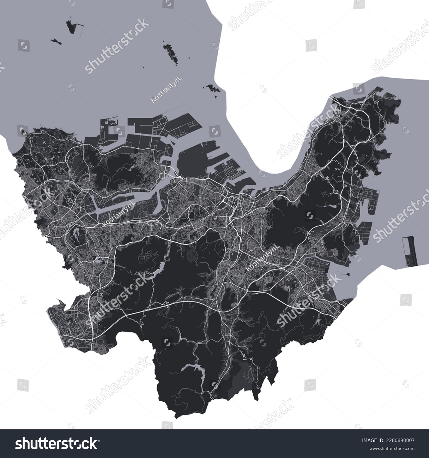 Kitakyushu map. Detailed vector map of - Royalty Free Stock Vector ...