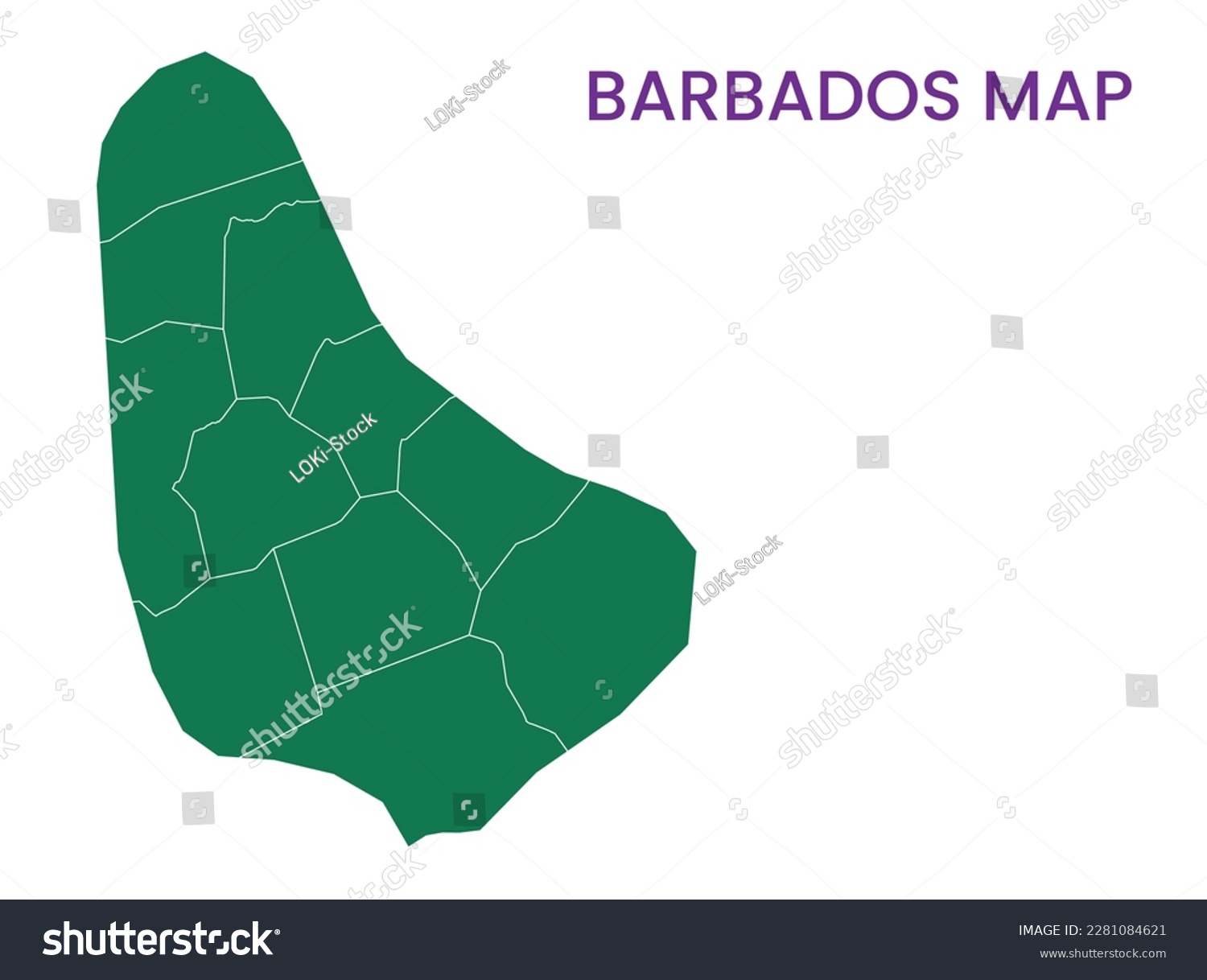 High detailed map of Barbados. Outline map of - Royalty Free Stock ...