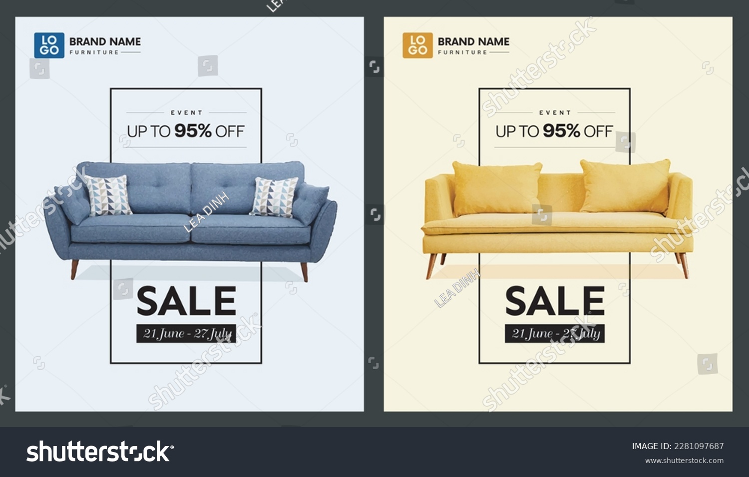 2 Banner Furniture Sale Design Template Vector Illustration #2281097687