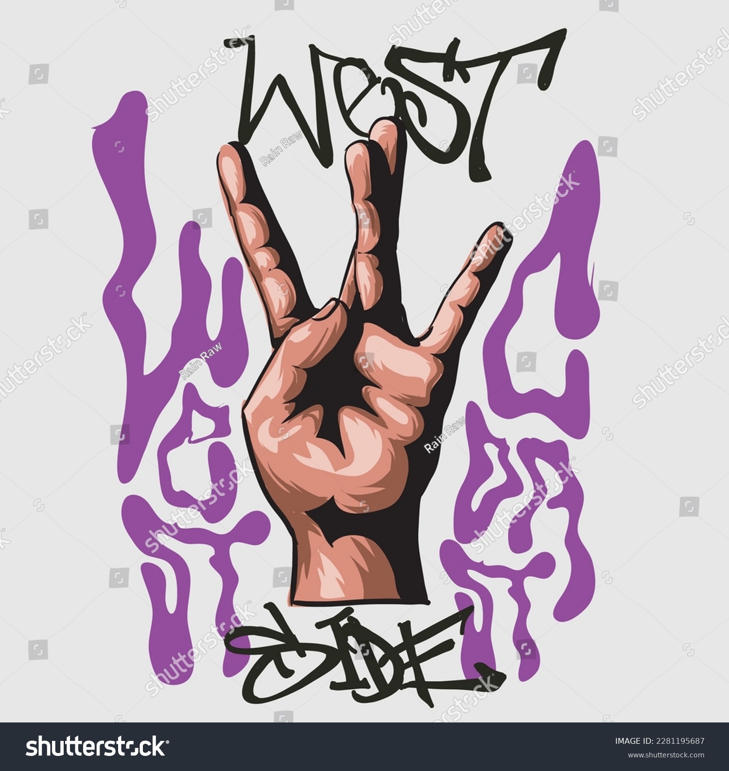 West Side Hand Symbol Vector Royalty Free Stock Vector 2281195687