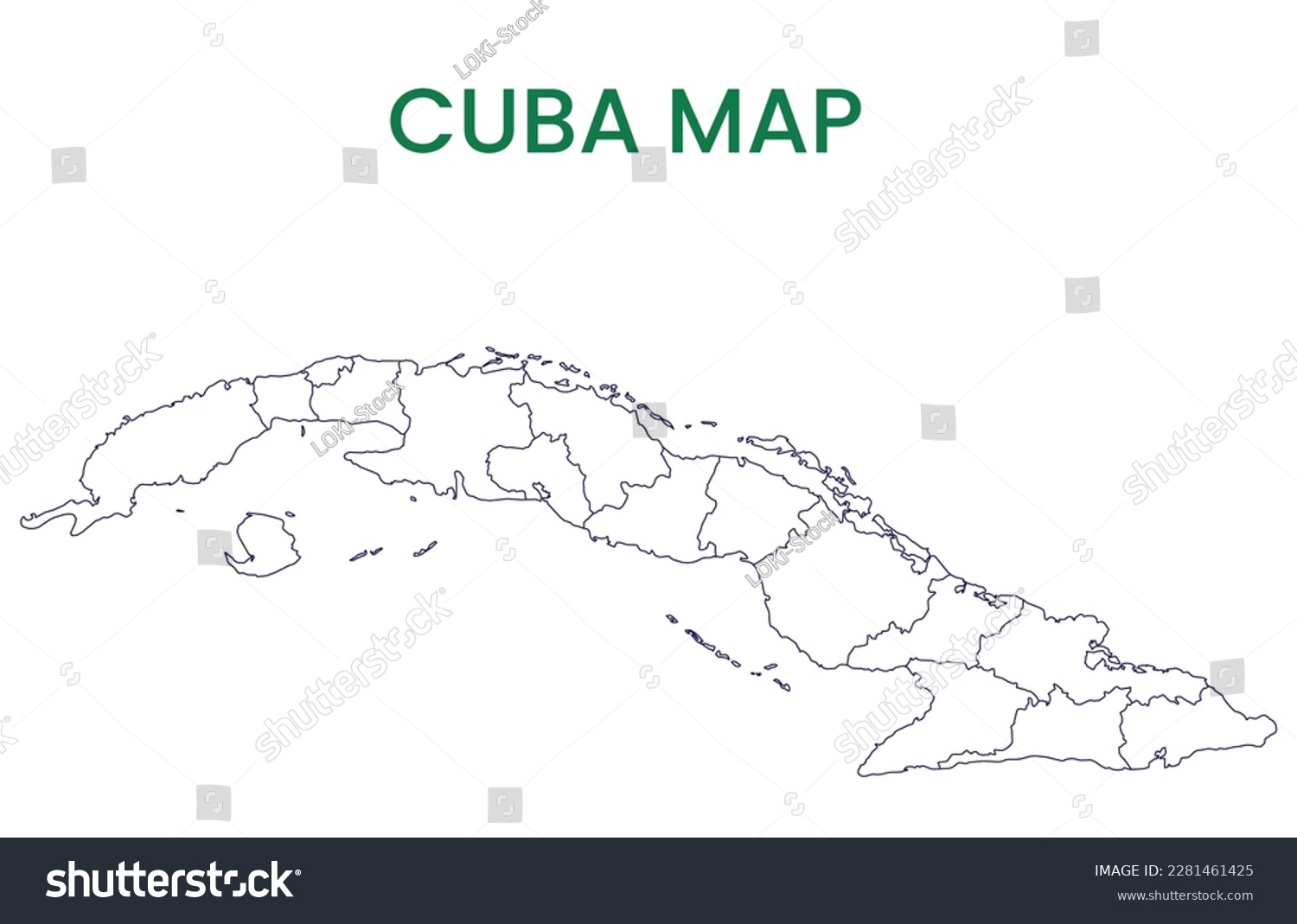 High detailed map of Cuba. Outline map of Cuba. - Royalty Free Stock ...