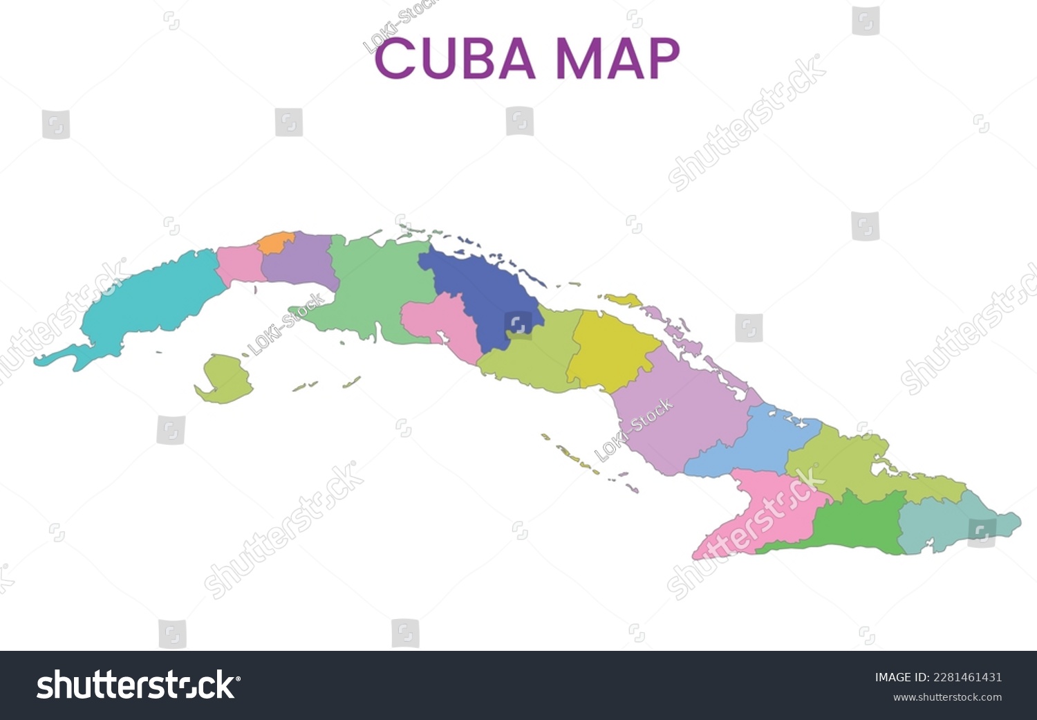 High Detailed Map Of Cuba Outline Map Of Cuba Royalty Free Stock Vector 2281461431