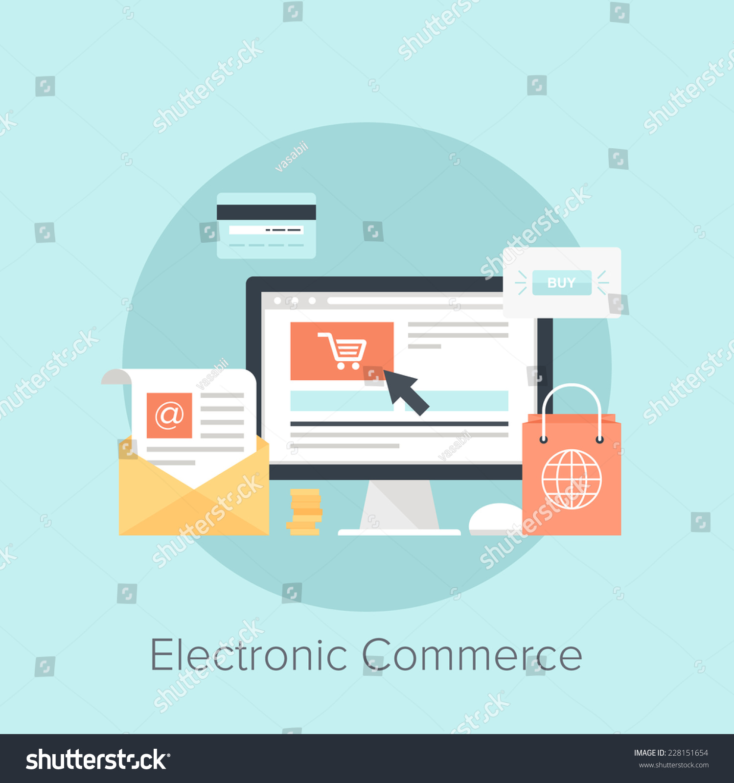 Vector illustration of digital commerce flat design concept. #228151654