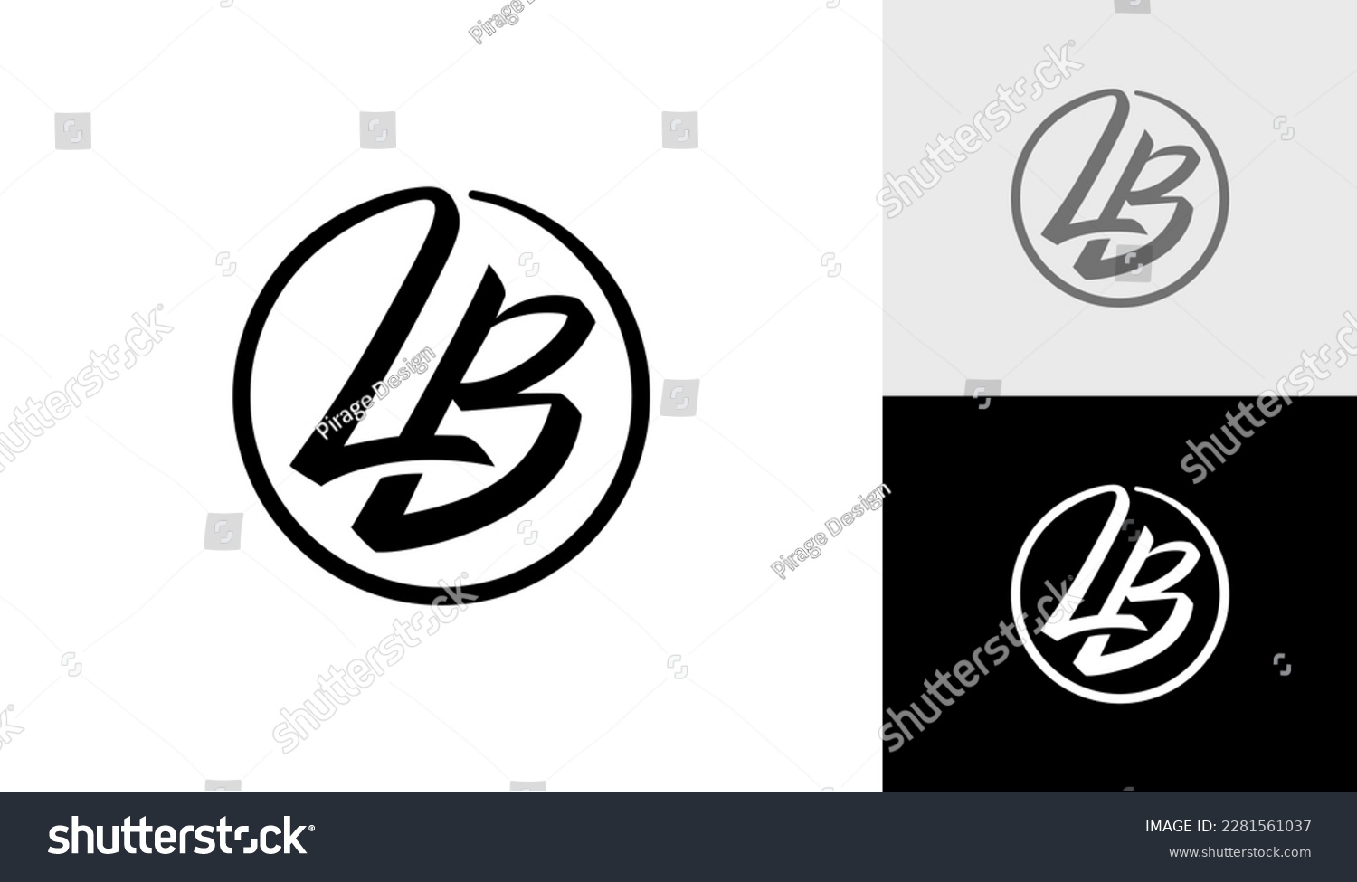 Handwritting letter LB monogram logo design - Royalty Free Stock Vector ...