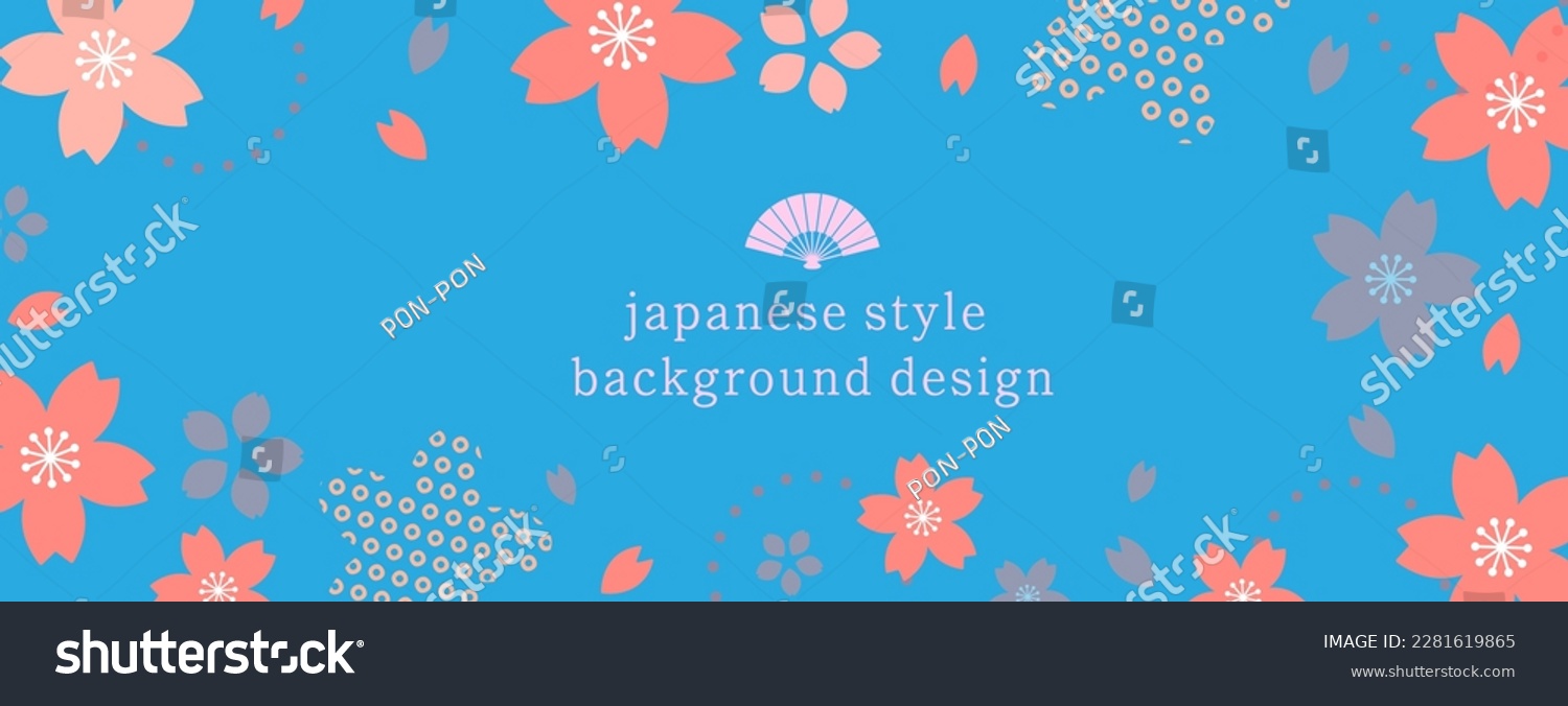 Japanese Style Background Design With Cherry - Royalty Free Stock 