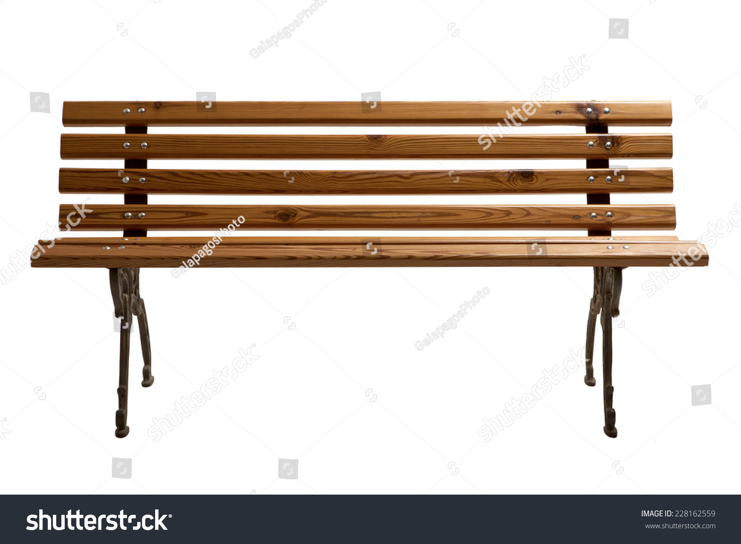 Wooden Park Bench Isolated on White Background #228162559