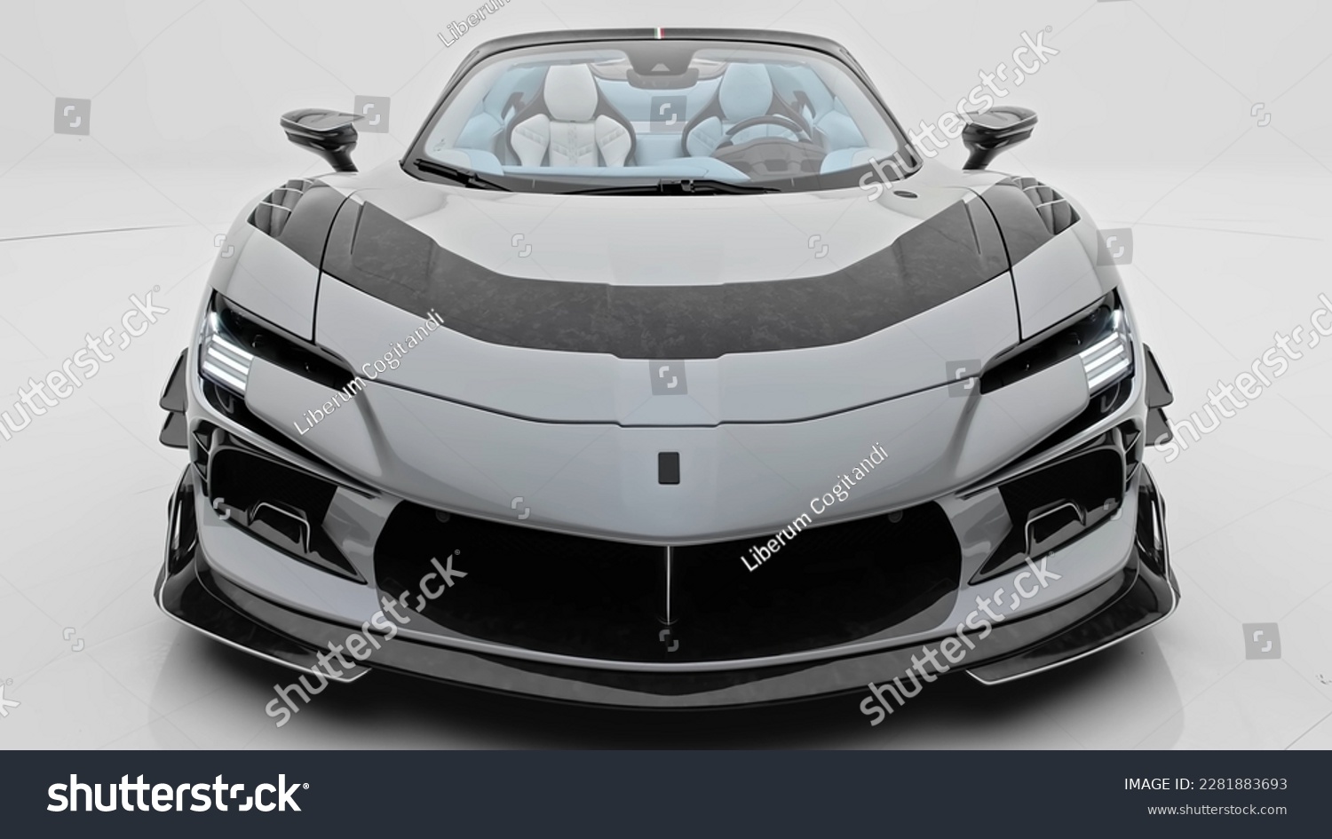 White Italial supercar concept isolated front side #2281883693