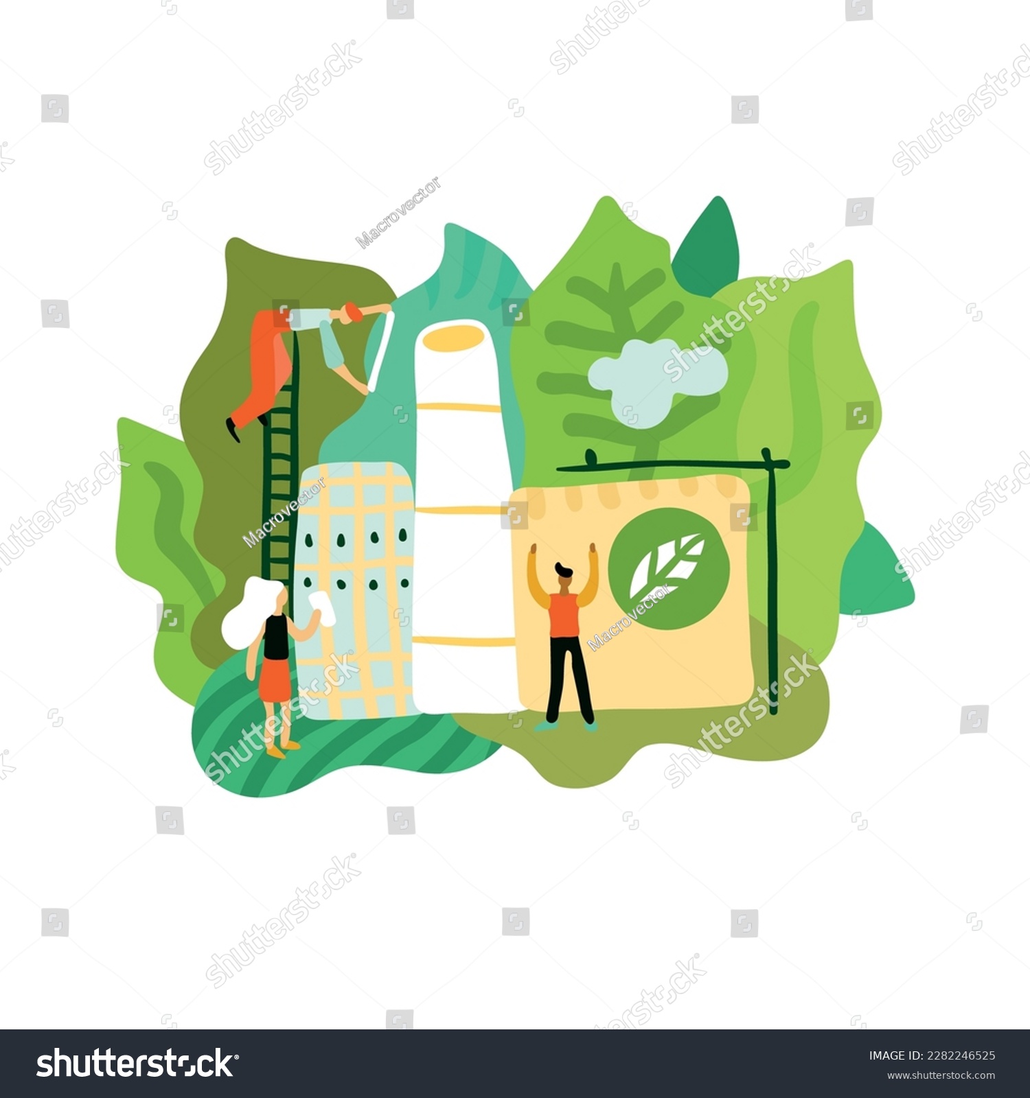 Ecological restoration nature care flat composition vector illustration #2282246525