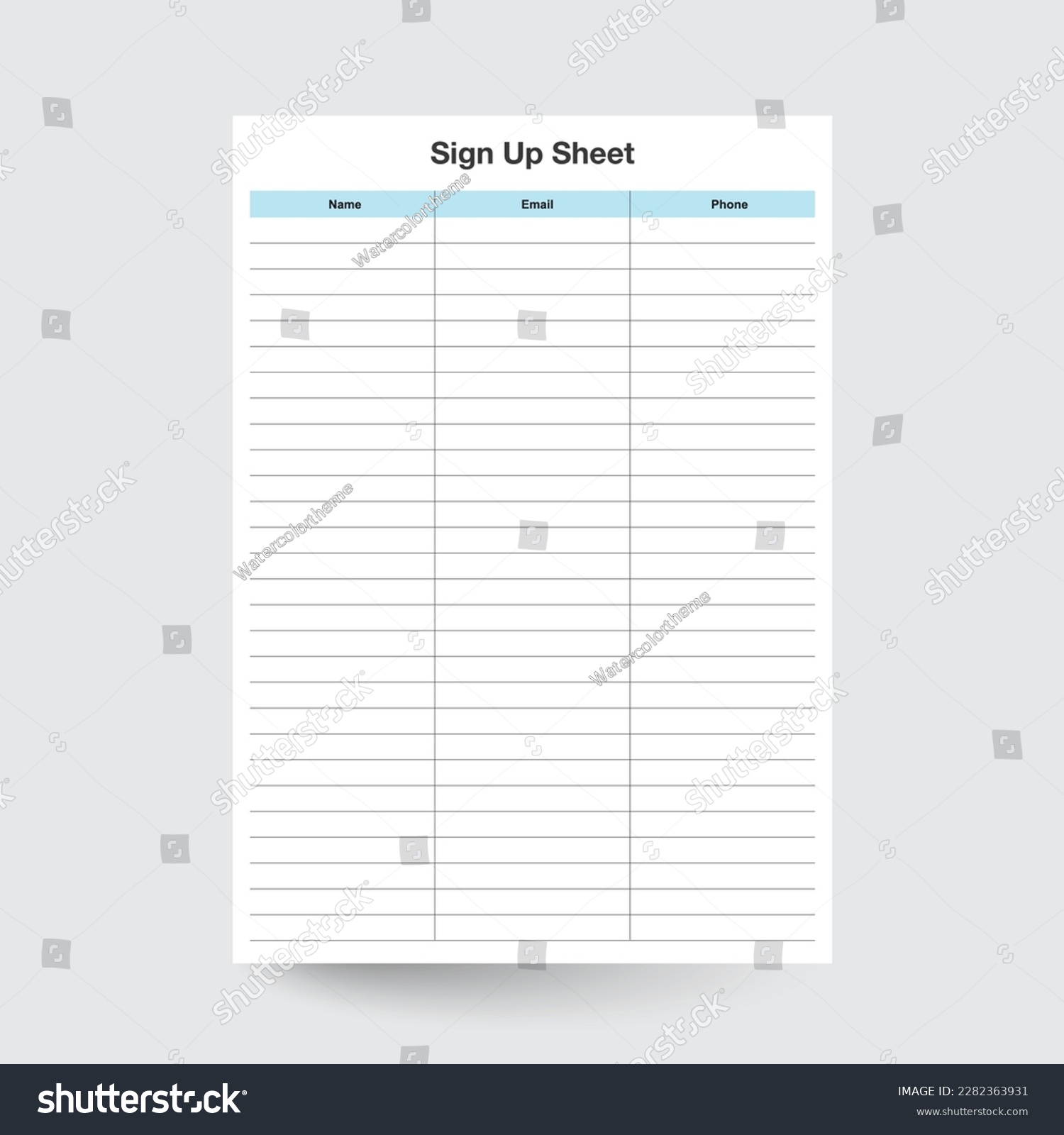 Sign Up Sheet,Sign up Form,Sign up Template,Sign - Royalty Free Stock ...