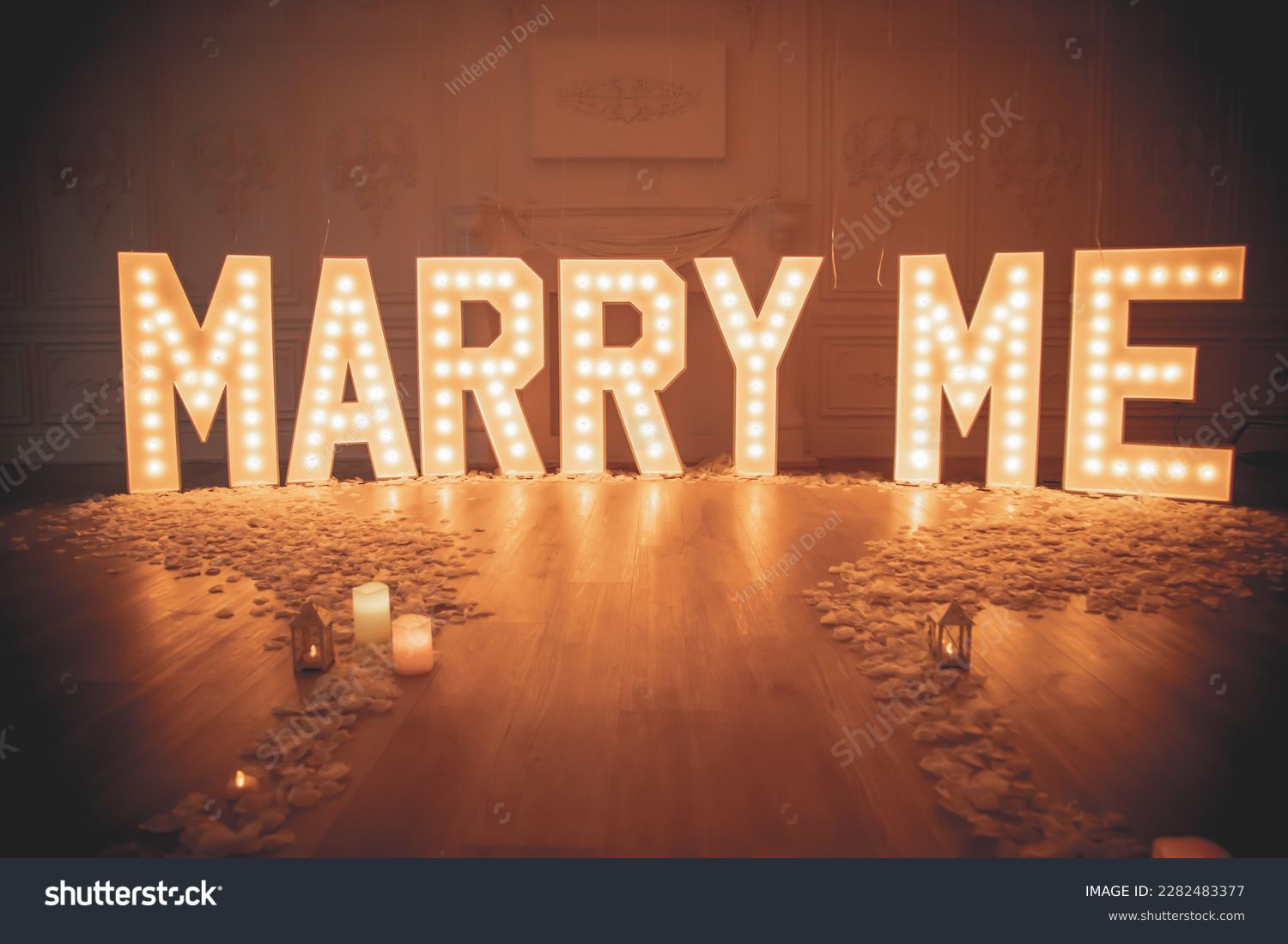 Marry Me Decor setup with marquee letters #2282483377