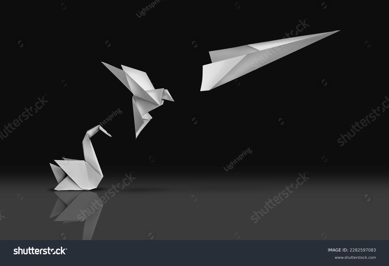 Change For Advancement and Success transformation or improving as a leadership in business through innovation and evolution concept with paper origami changed for more speed. #2282597083