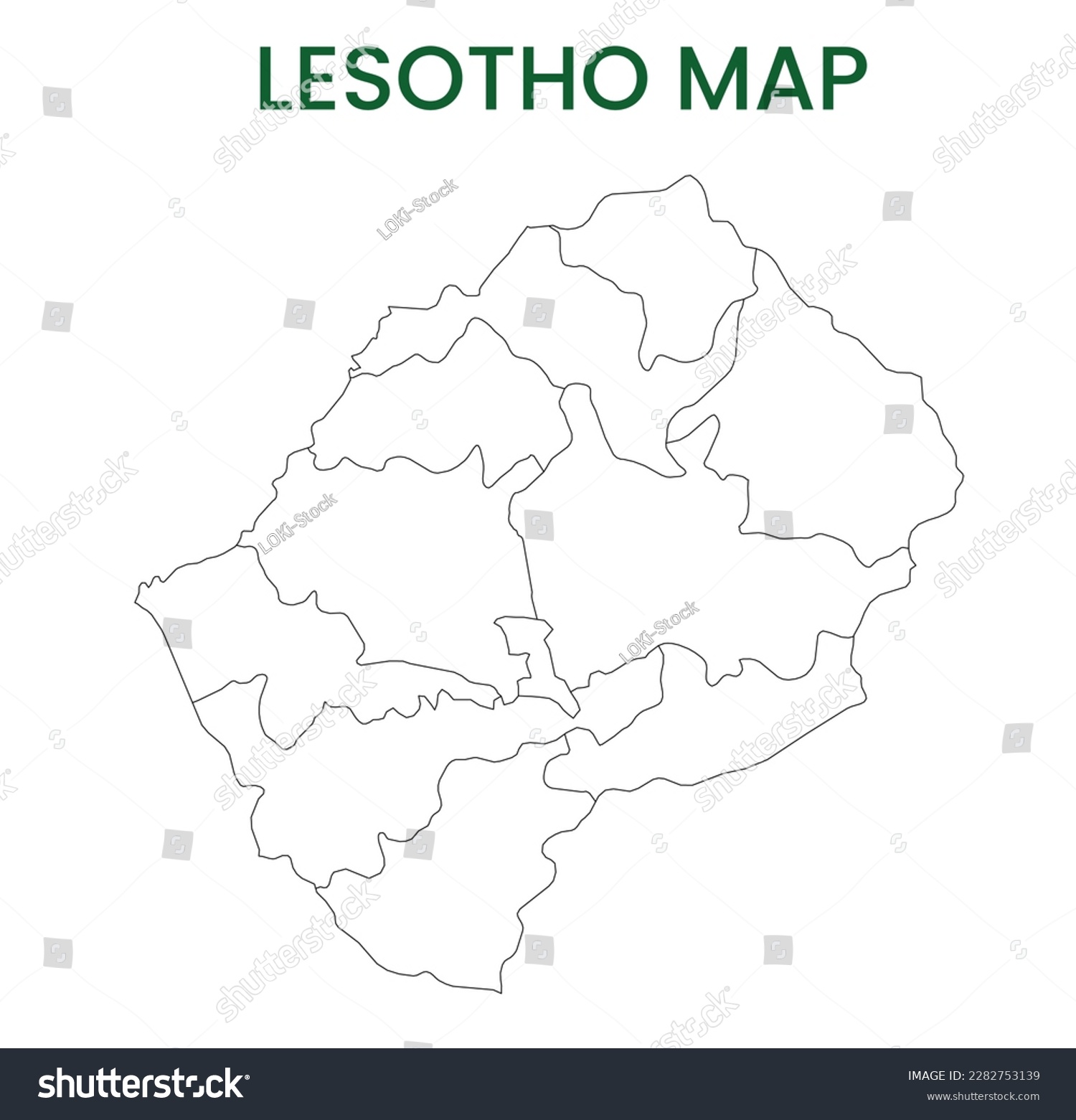 High detailed map of Lesotho. Outline map of - Royalty Free Stock ...