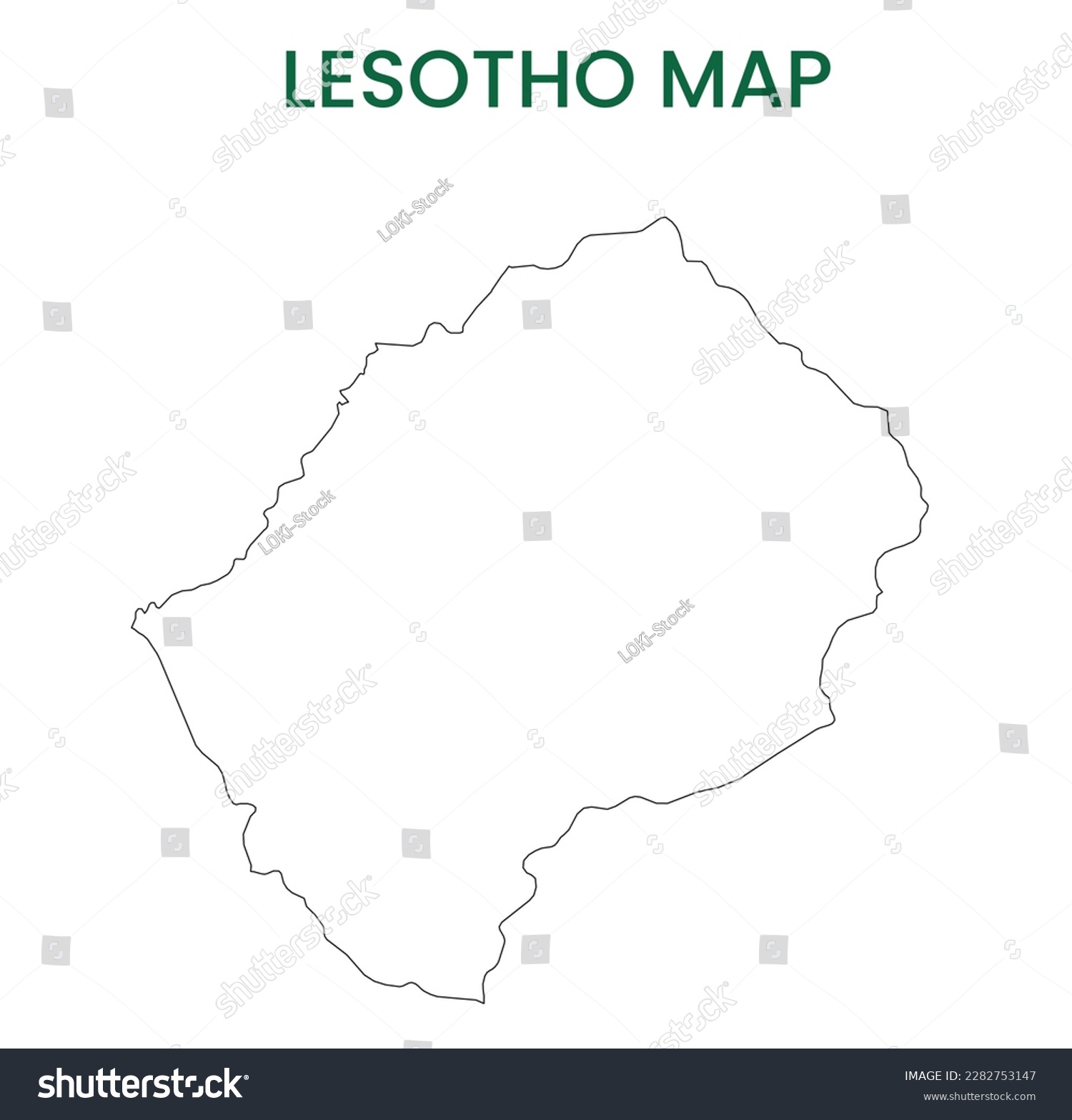 High detailed map of Lesotho. Outline map of - Royalty Free Stock ...