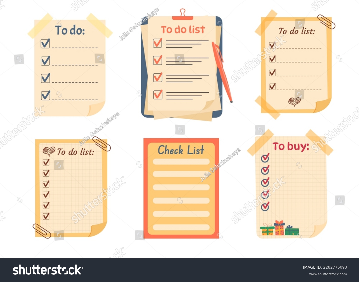 Set of planners, note paper, to do list, - Royalty Free Stock Vector ...