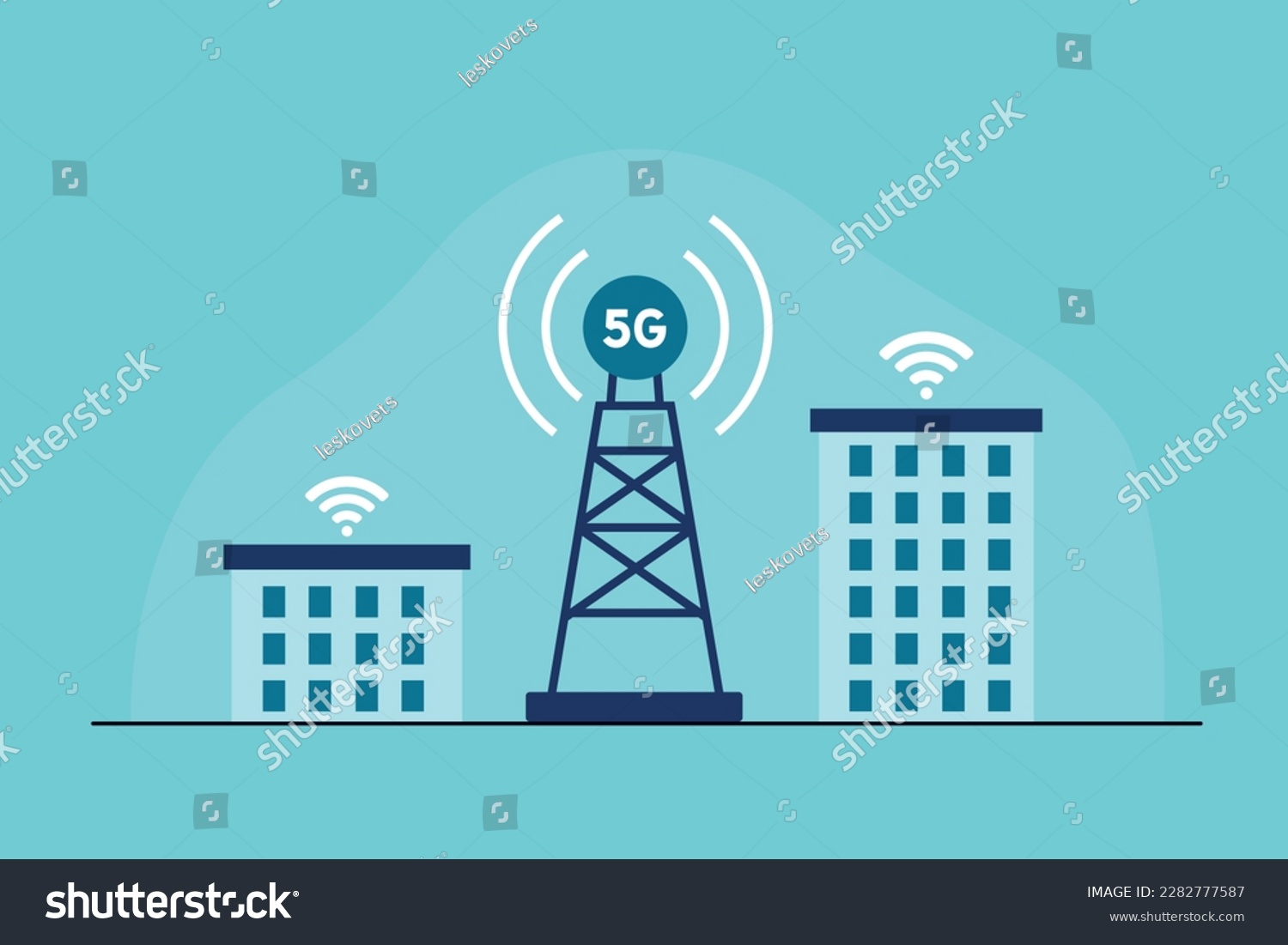 5g network vista over smart city with icons of - Royalty Free Stock ...