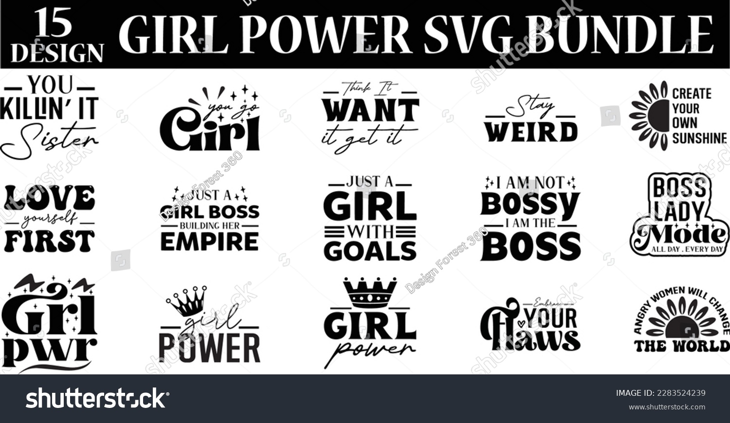 girl power svg bundle, girl power svg design - Royalty Free Stock ...