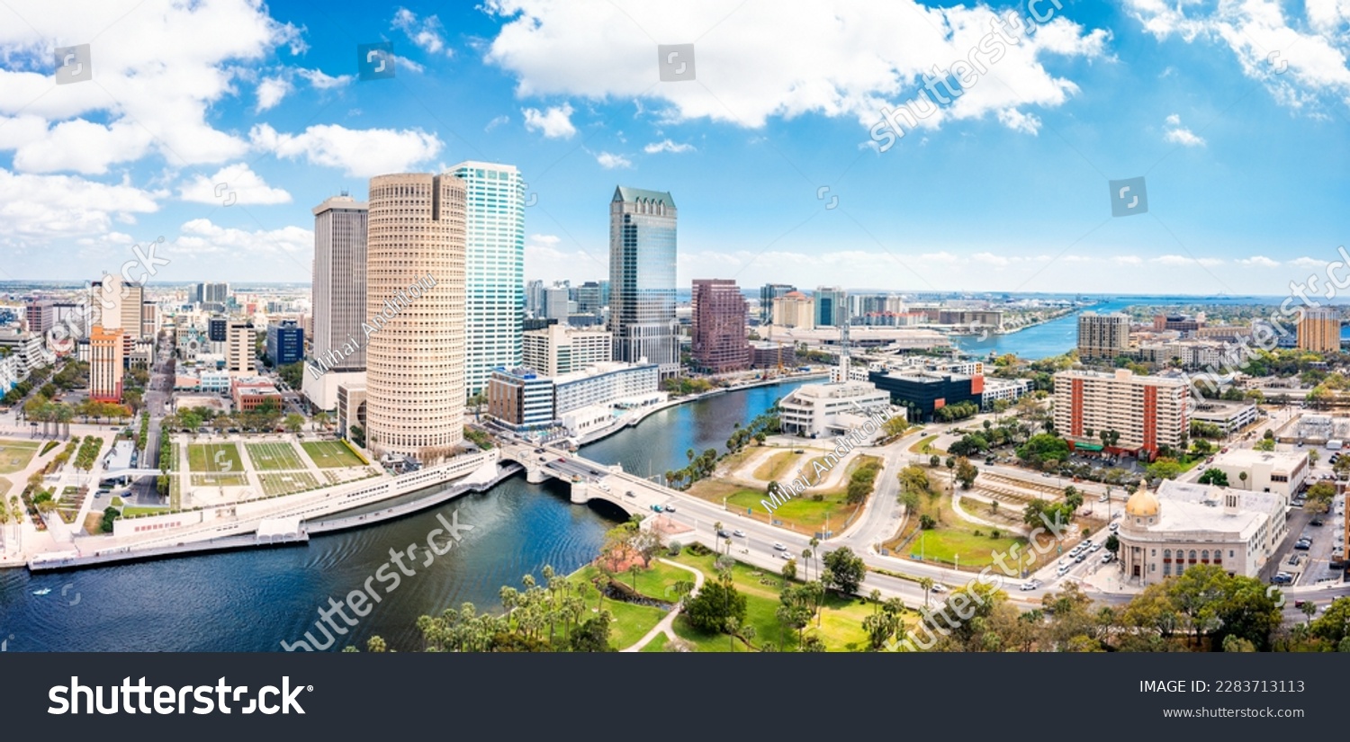 Aerial panorama of Tampa, Florida skyline. Tampa is a city on the Gulf Coast of the U.S. state of Florida. #2283713113