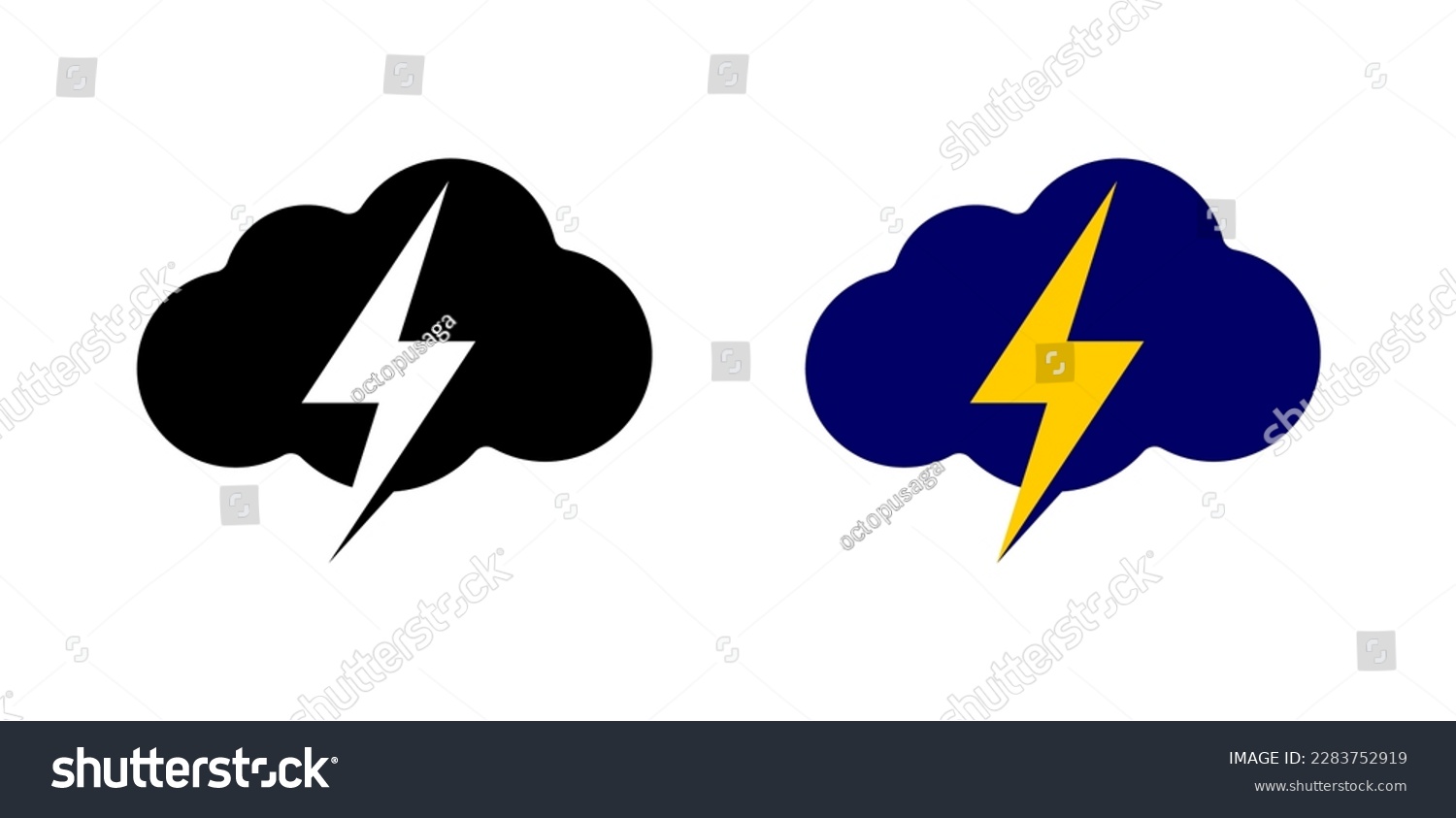 Thunder Cloud Storm Weather Symbol Sign Icon Royalty Free Stock