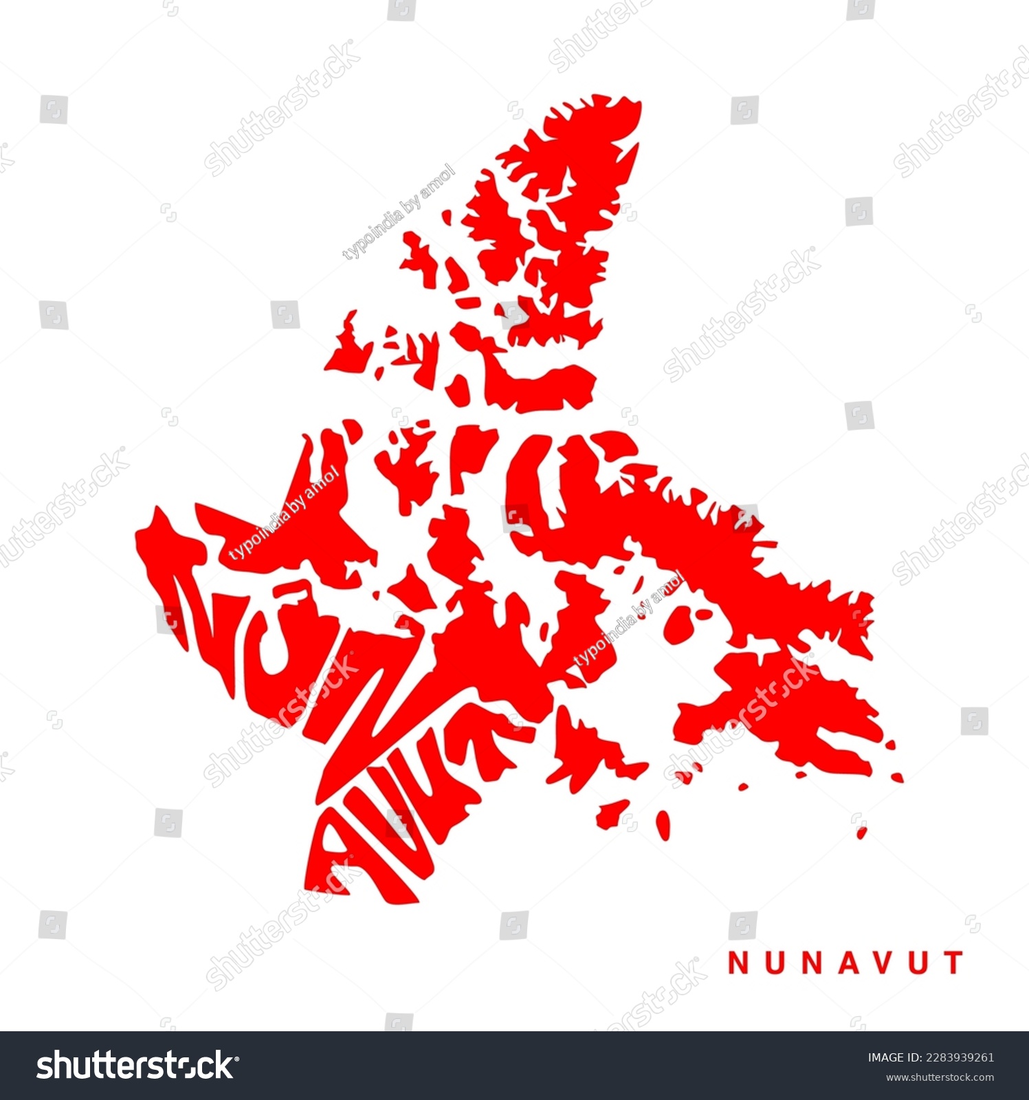 Nunavut Map Lettering Art Nunavut Map Royalty Free Stock Vector