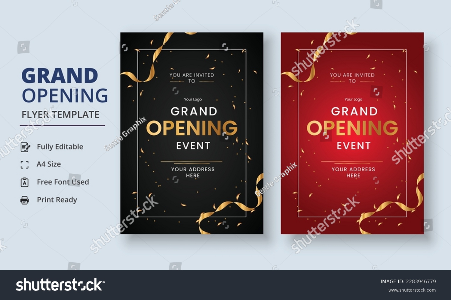 Grand Opening Flyer Template, Realistic Grand - Royalty Free Stock ...