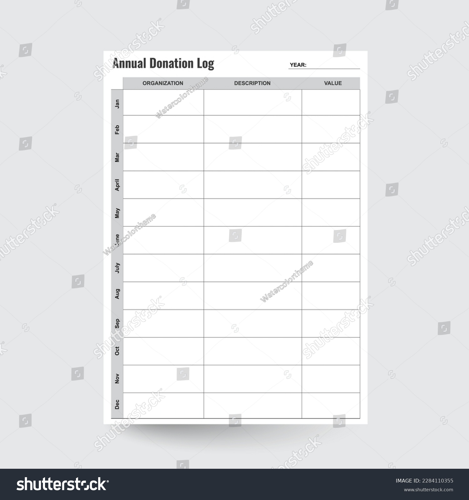 Donation Tracker,Printable Donations Log,Charity - Royalty Free Stock ...