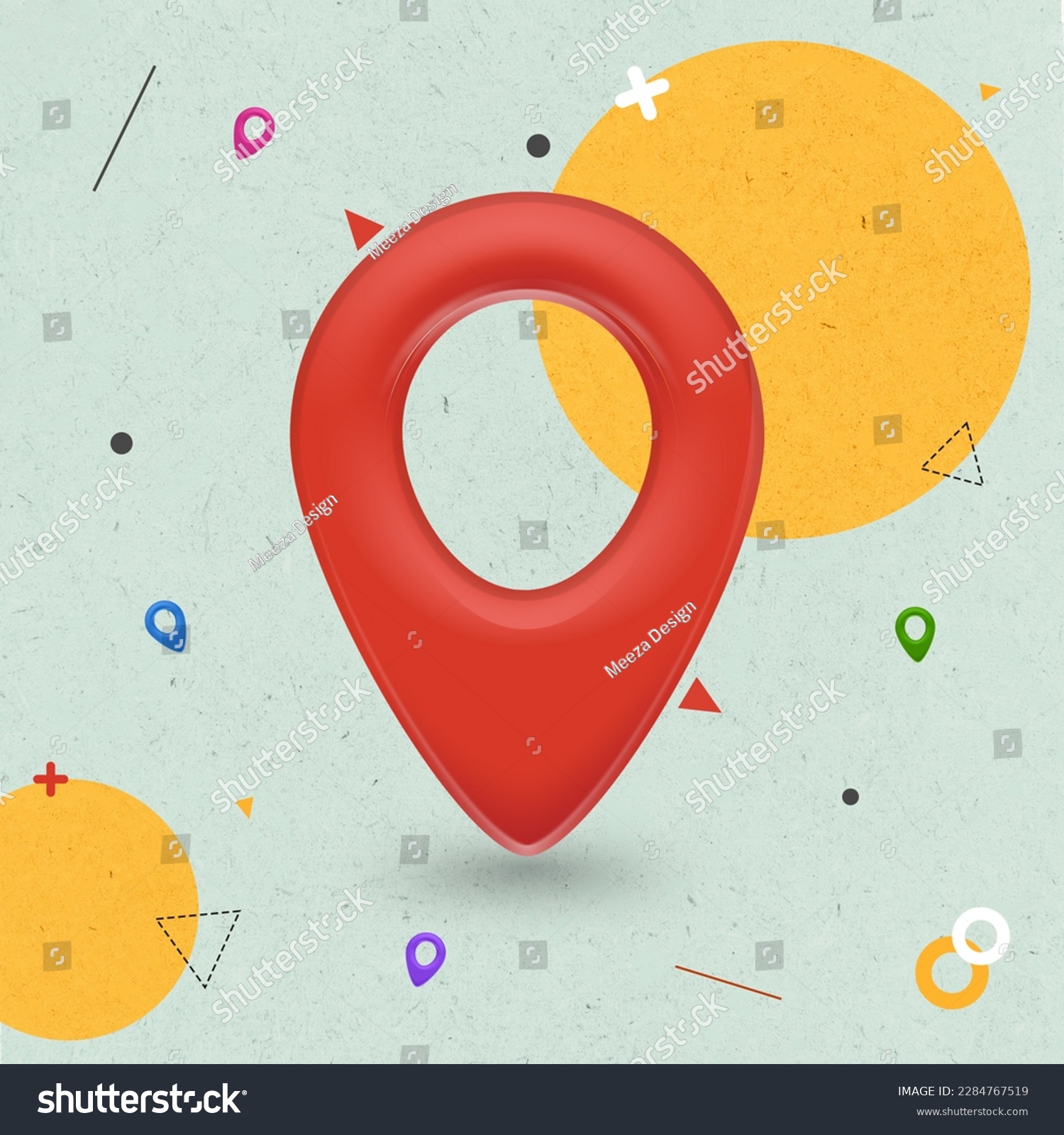 Artwork of location symbol element isolated on painting background #2284767519