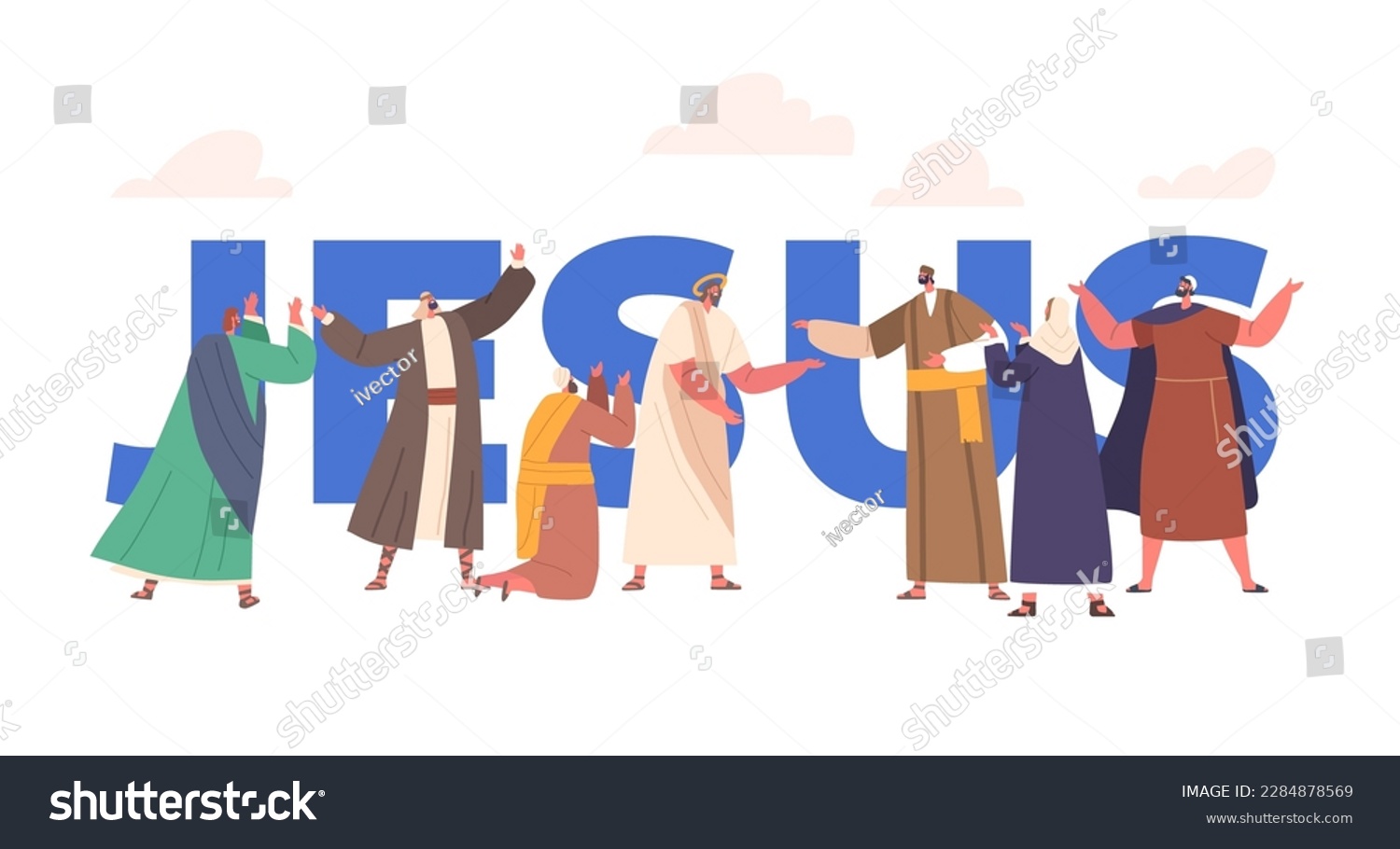 Jesus Christ And People Concept. Messiah - Royalty Free Stock Vector ...