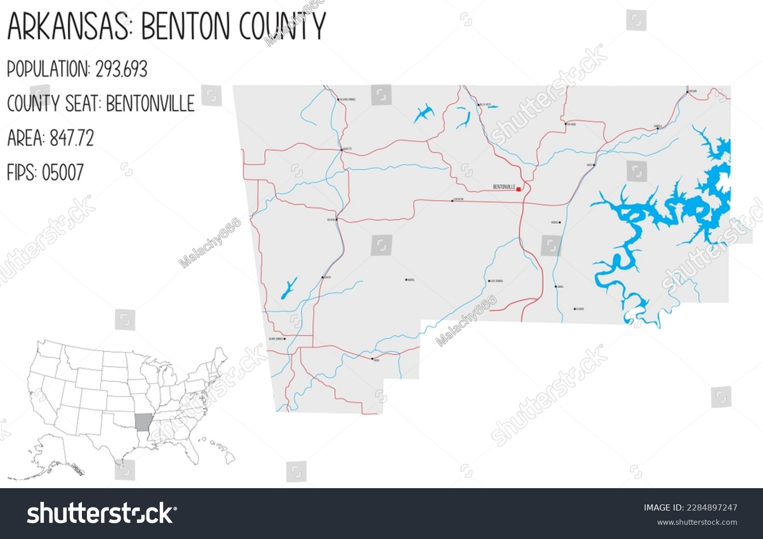 Large and detailed map of Benton County in - Royalty Free Stock Vector ...