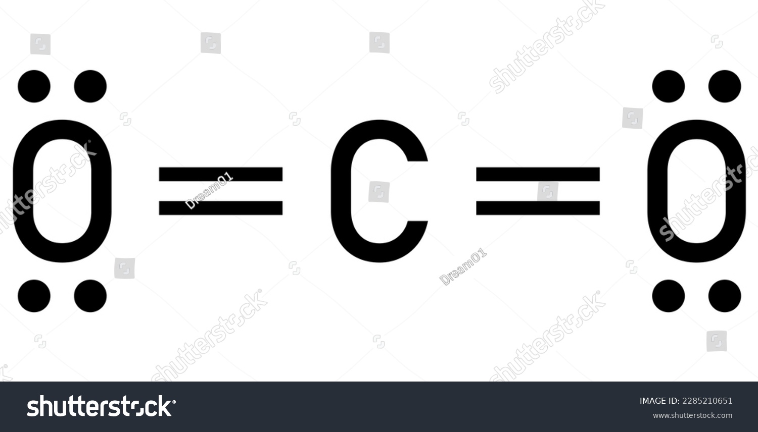 Lewis structure of carbon dioxide (CO2). Vector - Royalty Free Stock ...