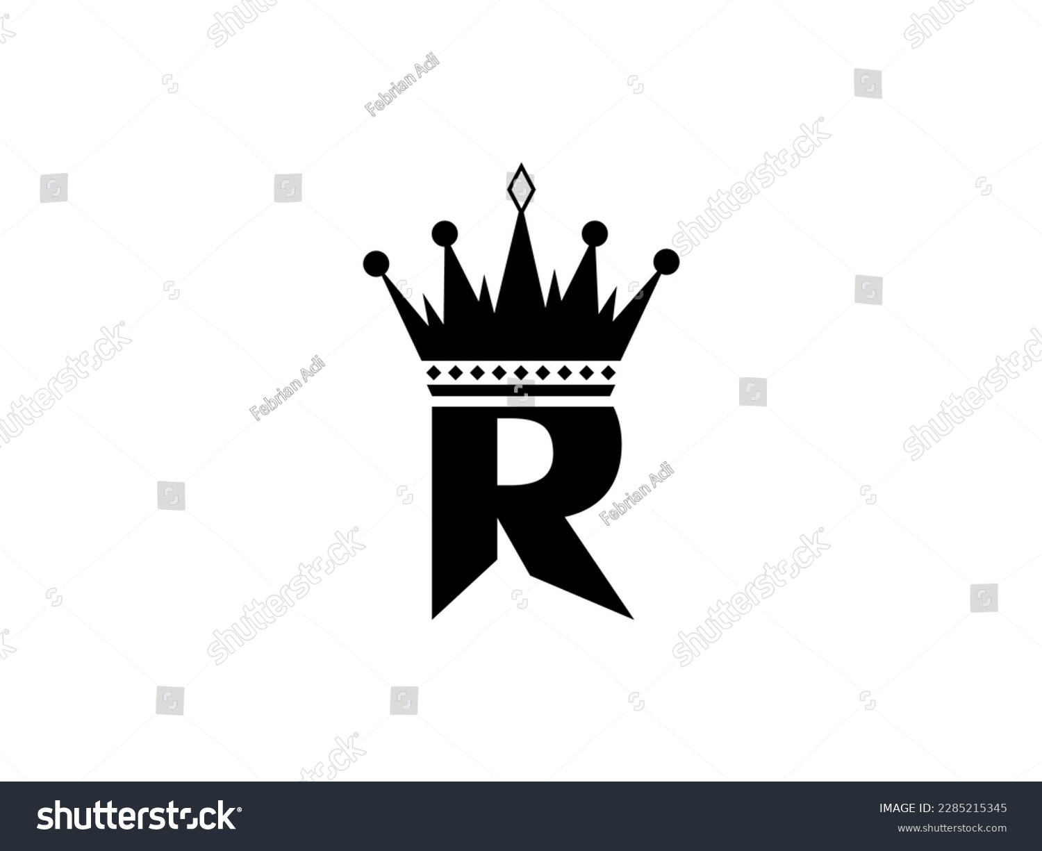 Simple Initial Letter R with Crown Logo. Letter - Royalty Free Stock ...